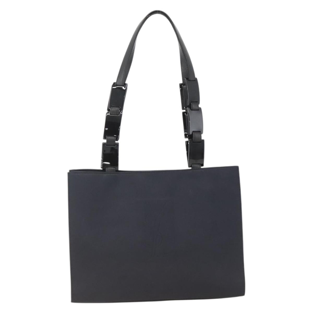 SAINT LAURENT Shoulder Bag Nylon Navy Silver Auth BA11701