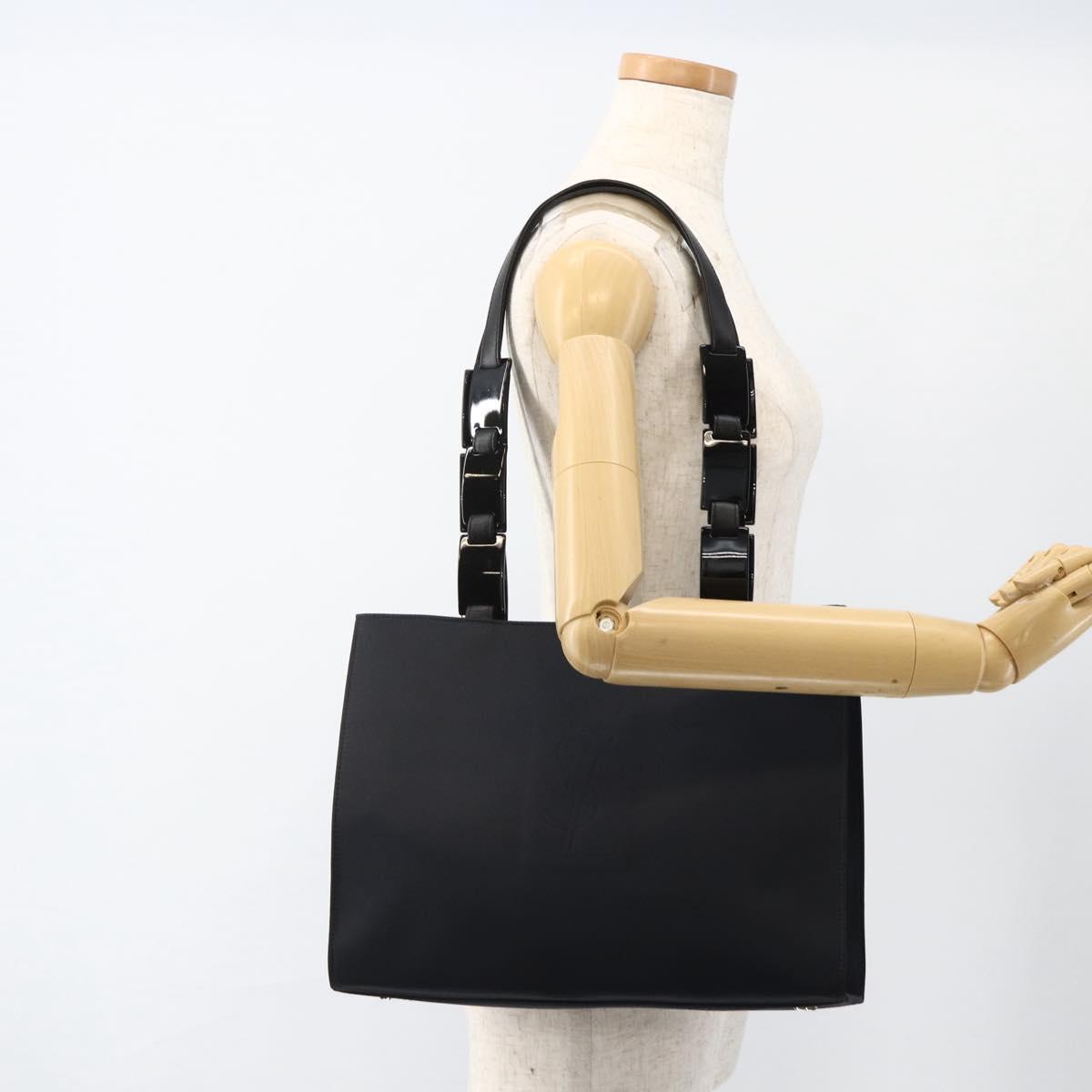 SAINT LAURENT Shoulder Bag Nylon Navy Silver Auth BA11701