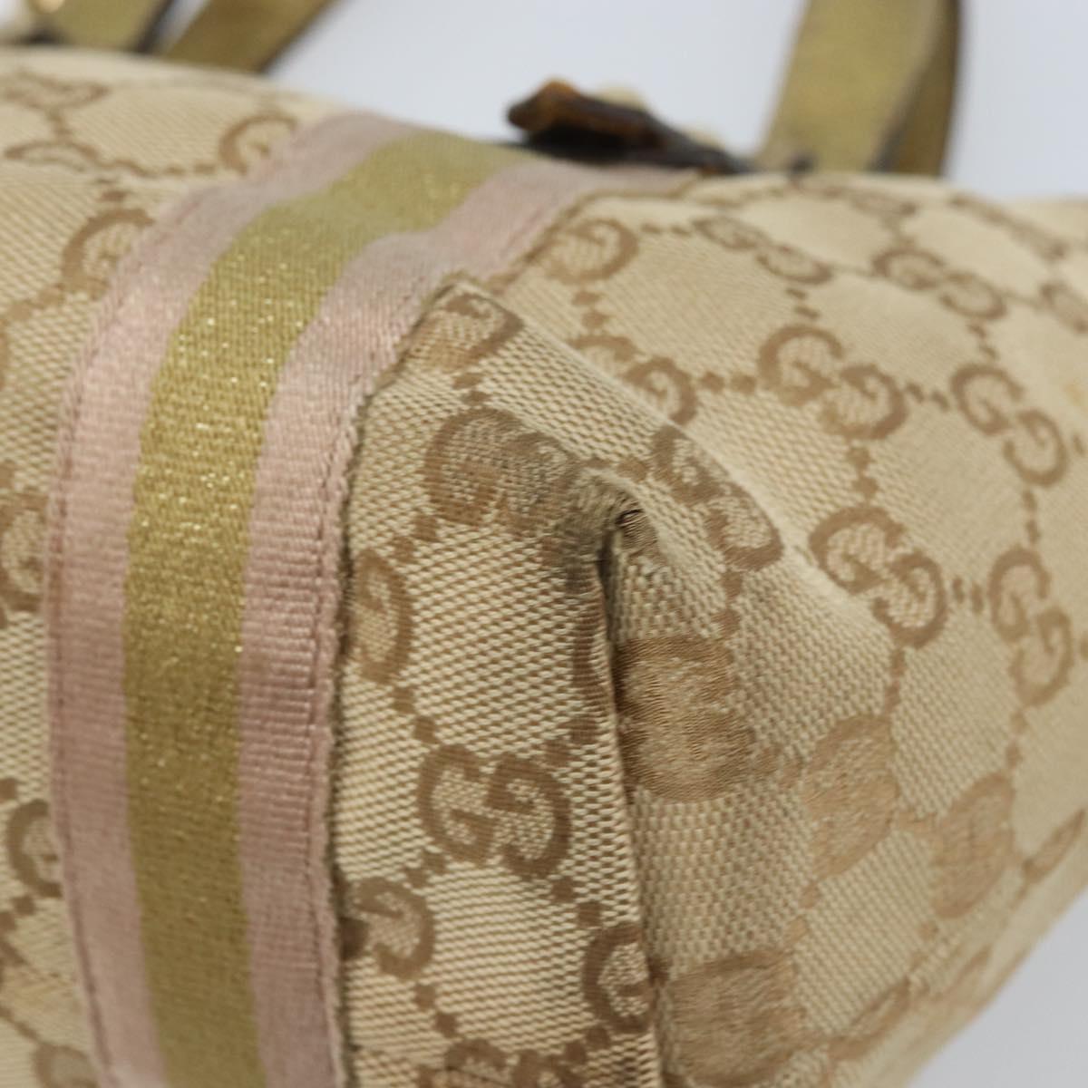 GUCCI GG Canvas Sherry Line Hand Bag Beige Gold 139261 Auth BA11705