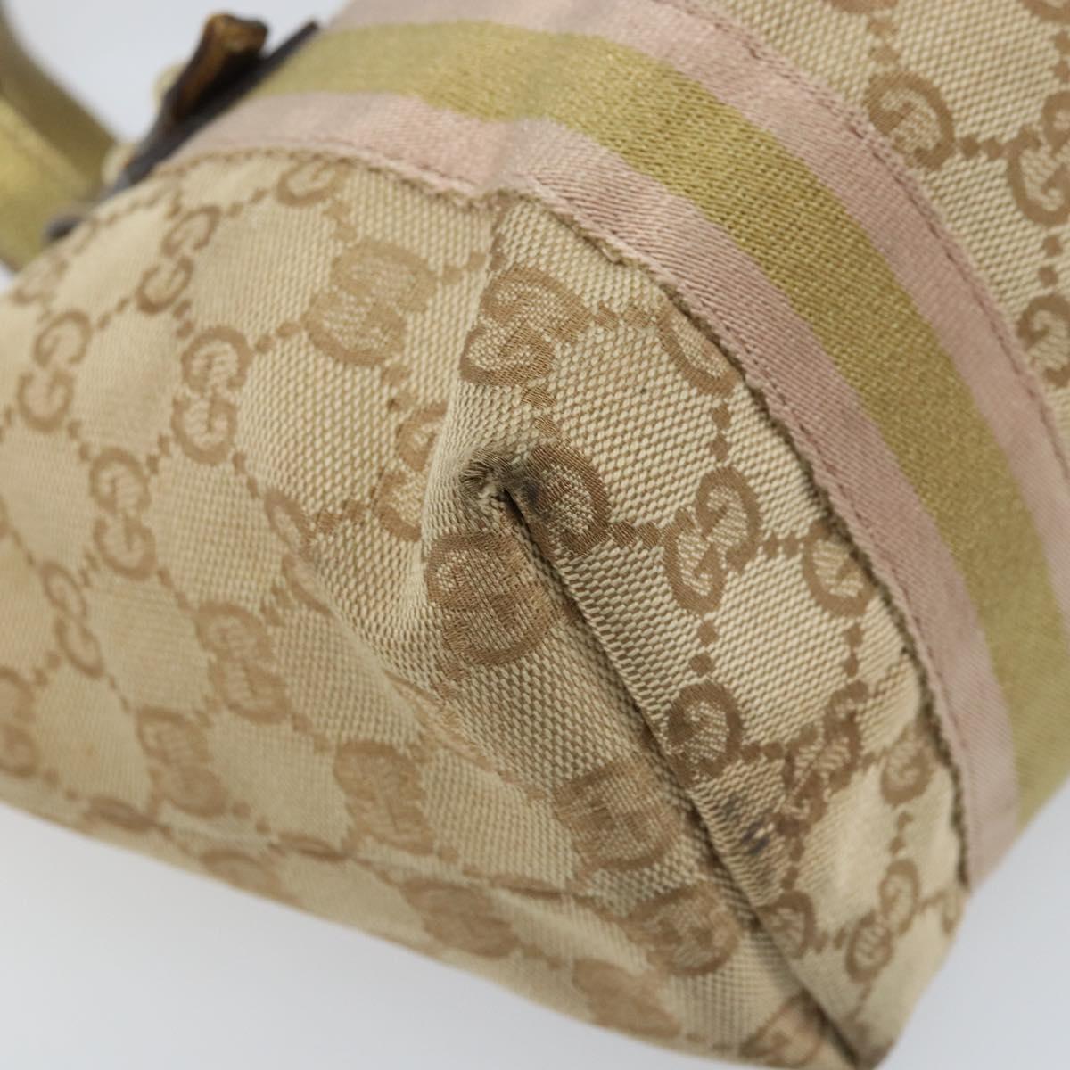 GUCCI GG Canvas Sherry Line Hand Bag Beige Gold 139261 Auth BA11705