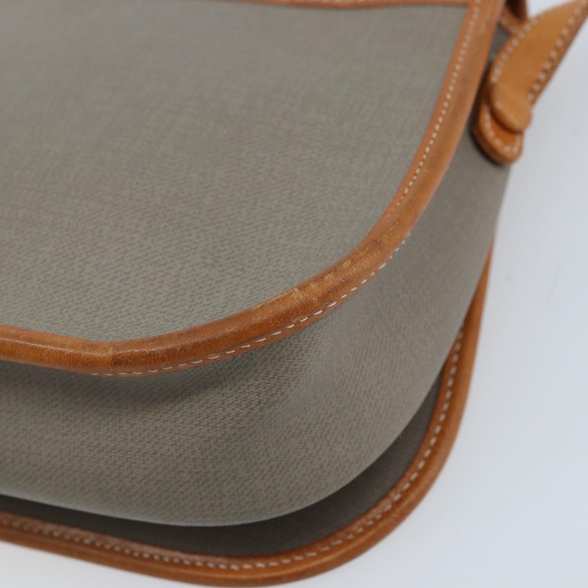 Christian Dior Shoulder Bag PVC Leather Gray Gold Auth BA11708
