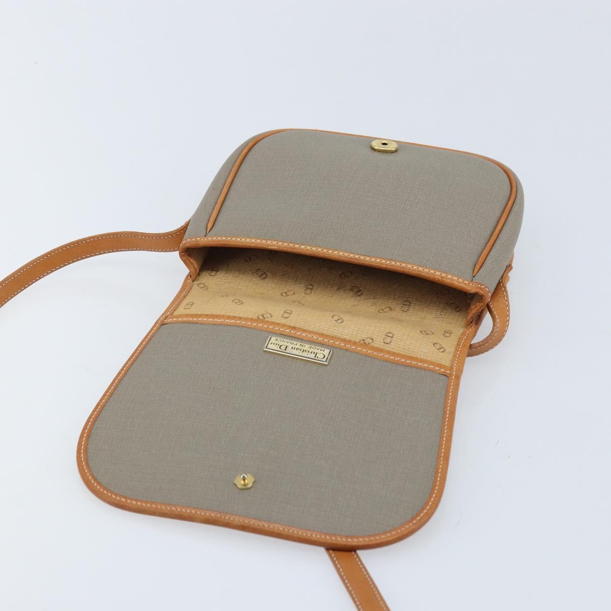 Christian Dior Shoulder Bag PVC Leather Gray Gold Auth BA11708