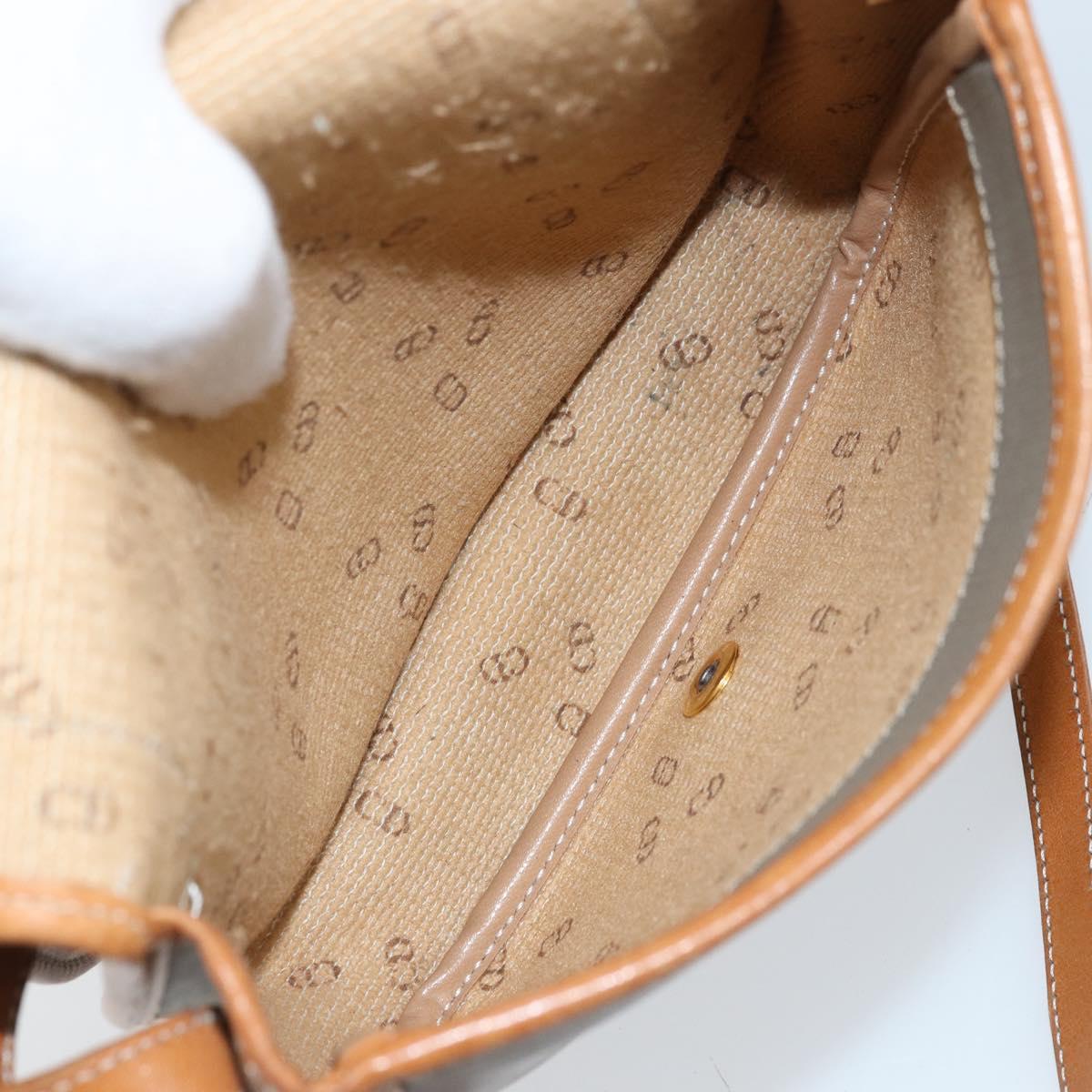 Christian Dior Shoulder Bag PVC Leather Gray Gold Auth BA11708