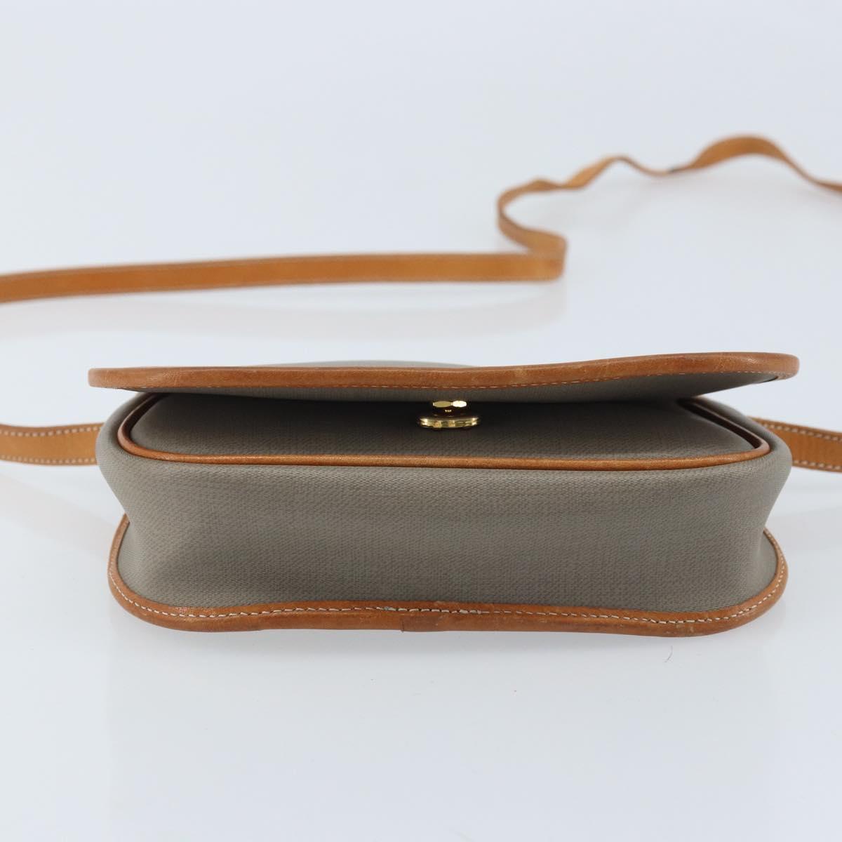 Christian Dior Shoulder Bag PVC Leather Gray Gold Auth BA11708