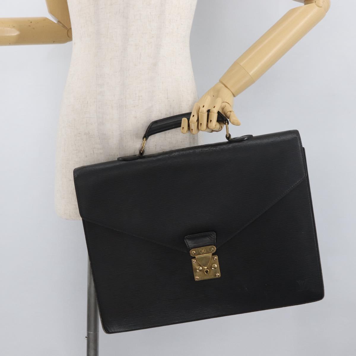 LOUIS VUITTON Epi Serviette Conseiller Business Bag Black M54422 LV Auth BA11719