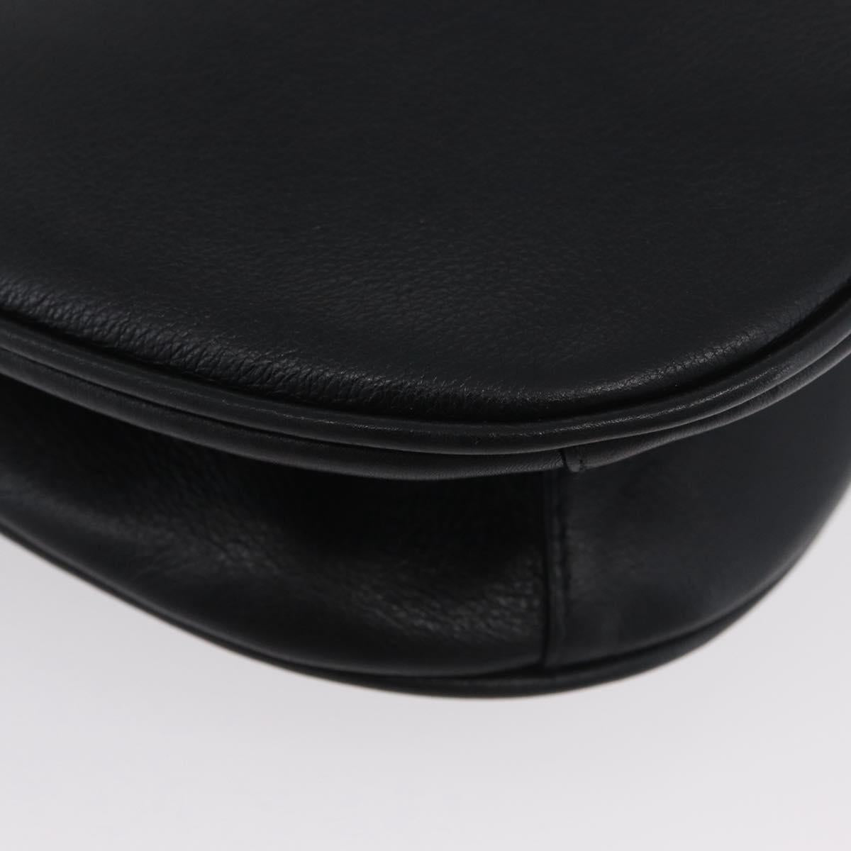 Gianni Versace Shoulder Bag Leather Black Gold Auth BA11726