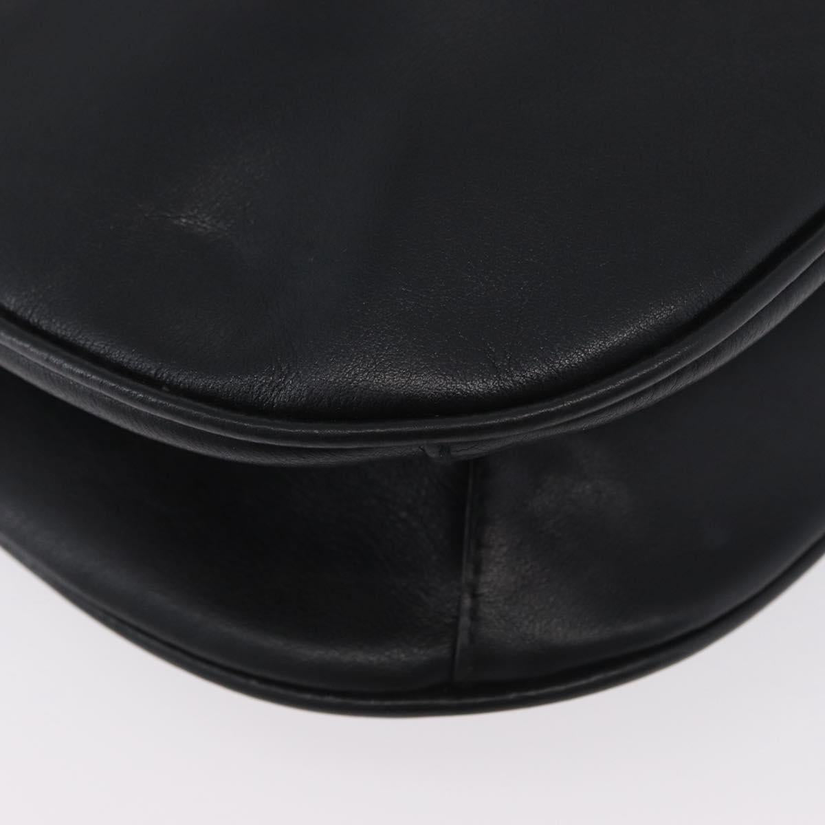 Gianni Versace Shoulder Bag Leather Black Gold Auth BA11726