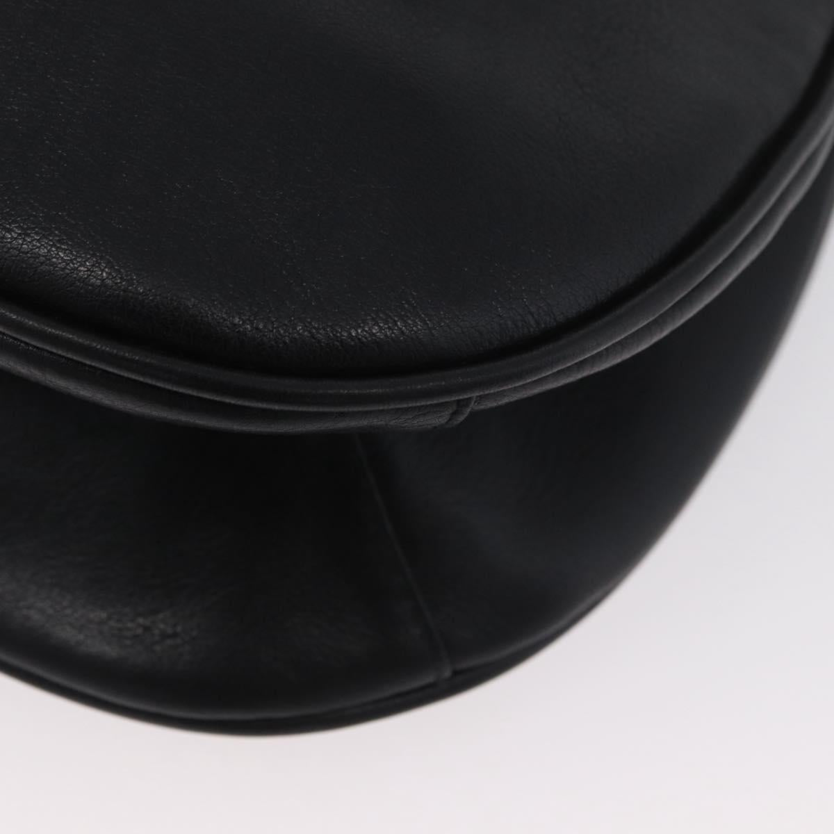 Gianni Versace Shoulder Bag Leather Black Gold Auth BA11726
