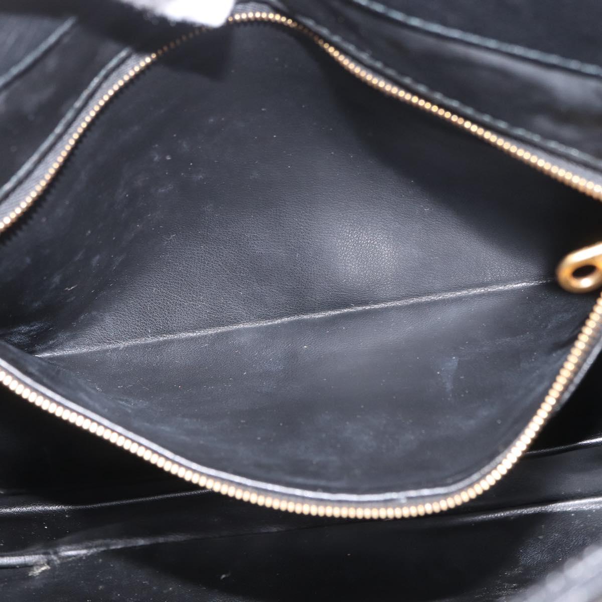 Gianni Versace Shoulder Bag Leather Black Gold Auth BA11726