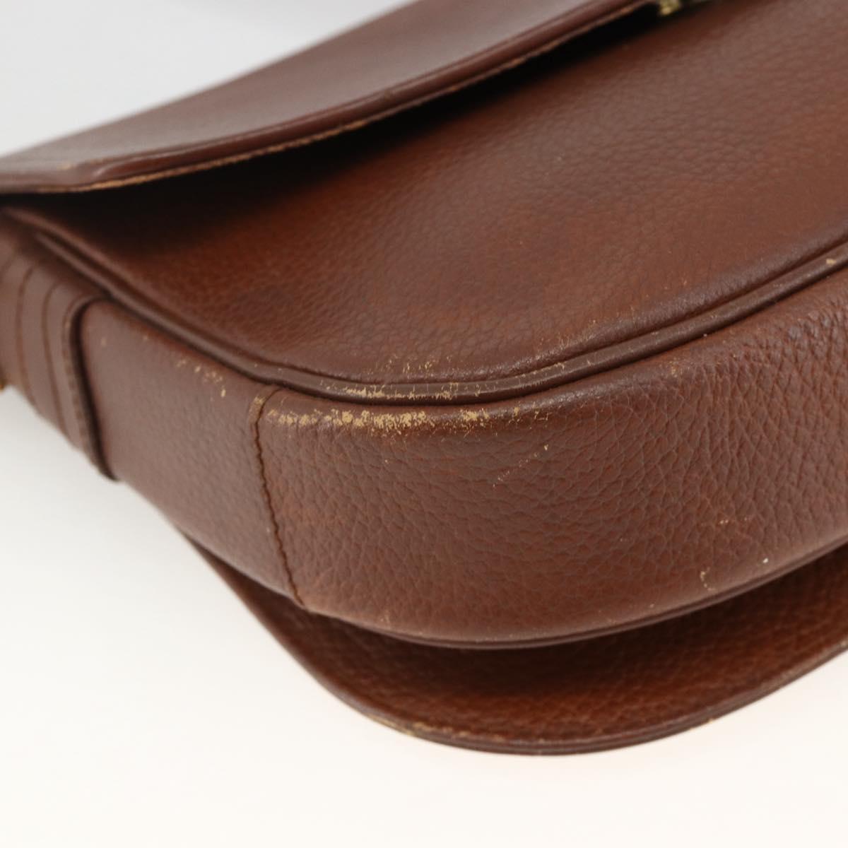 Burberrys Shoulder Bag Leather Brown Gold Auth BA11727