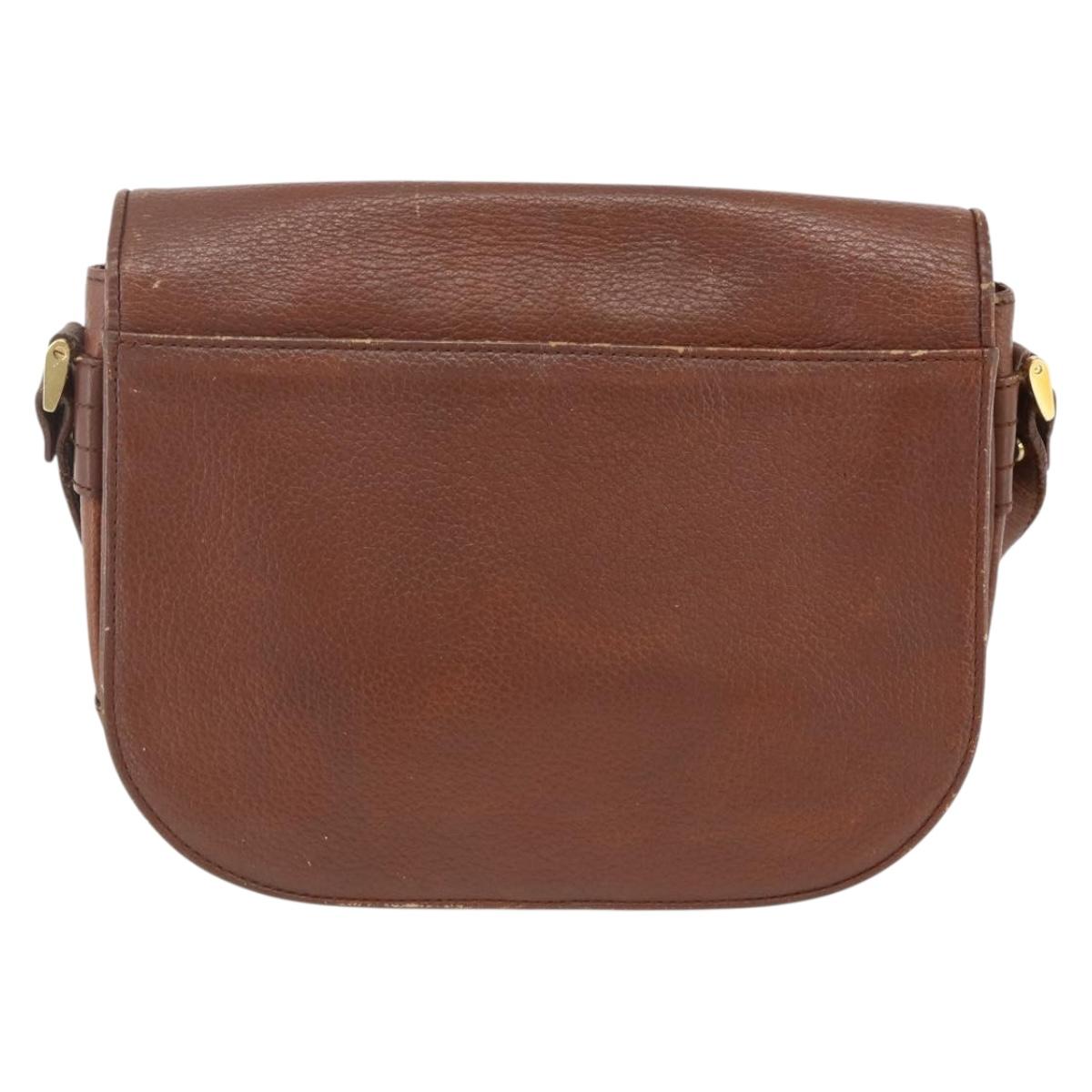 Burberrys Shoulder Bag Leather Brown Gold Auth BA11727
