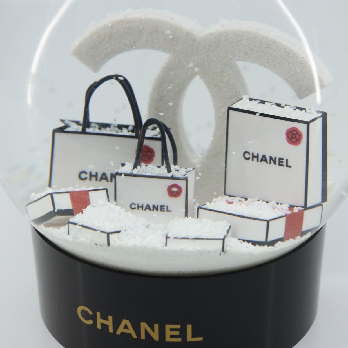 CHANEL Snow Globe Glass White CC Auth BA11731