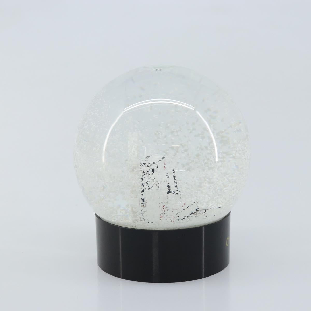 CHANEL Snow Globe Glass White CC Auth BA11731