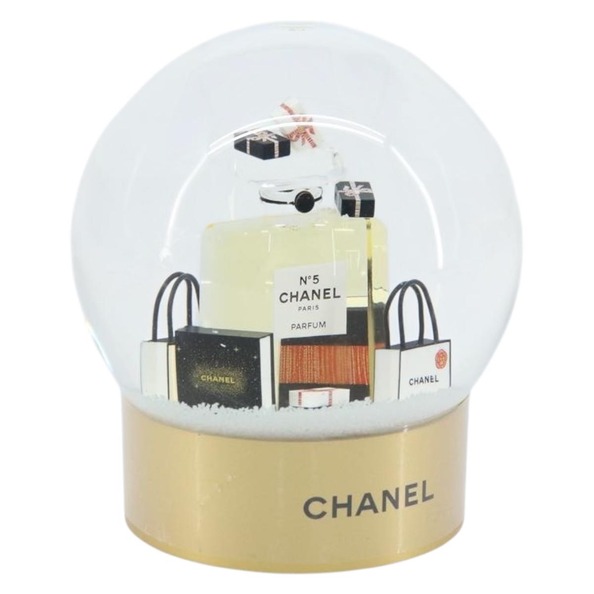 CHANEL Snow Globe Glass Gold CC Auth BA11732