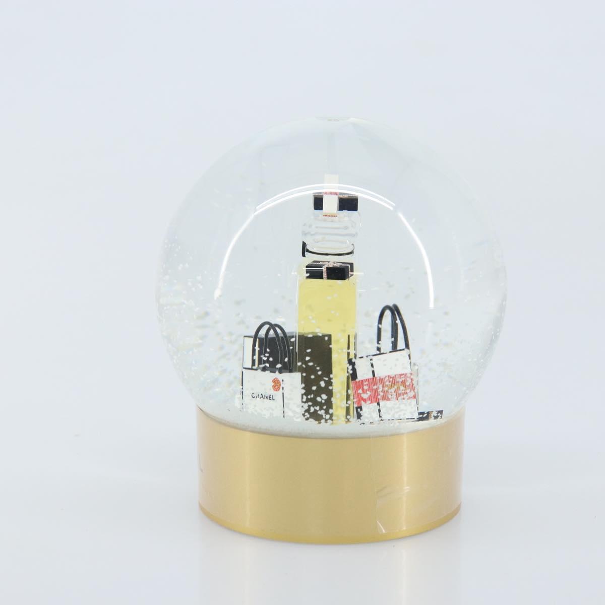 CHANEL Snow Globe Glass Gold CC Auth BA11732