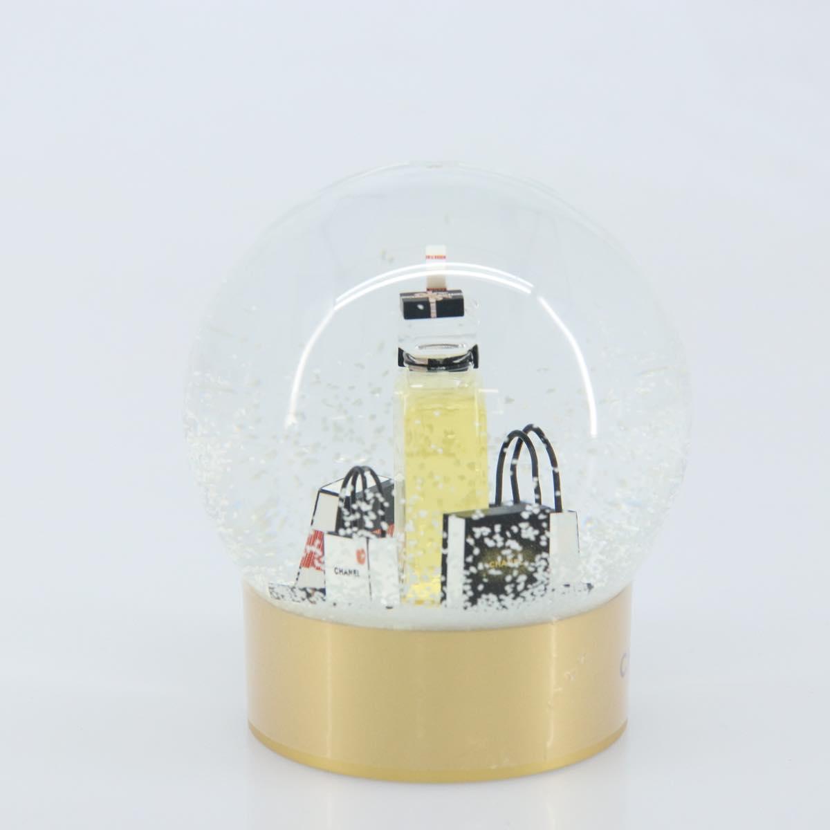 CHANEL Snow Globe Glass Gold CC Auth BA11732