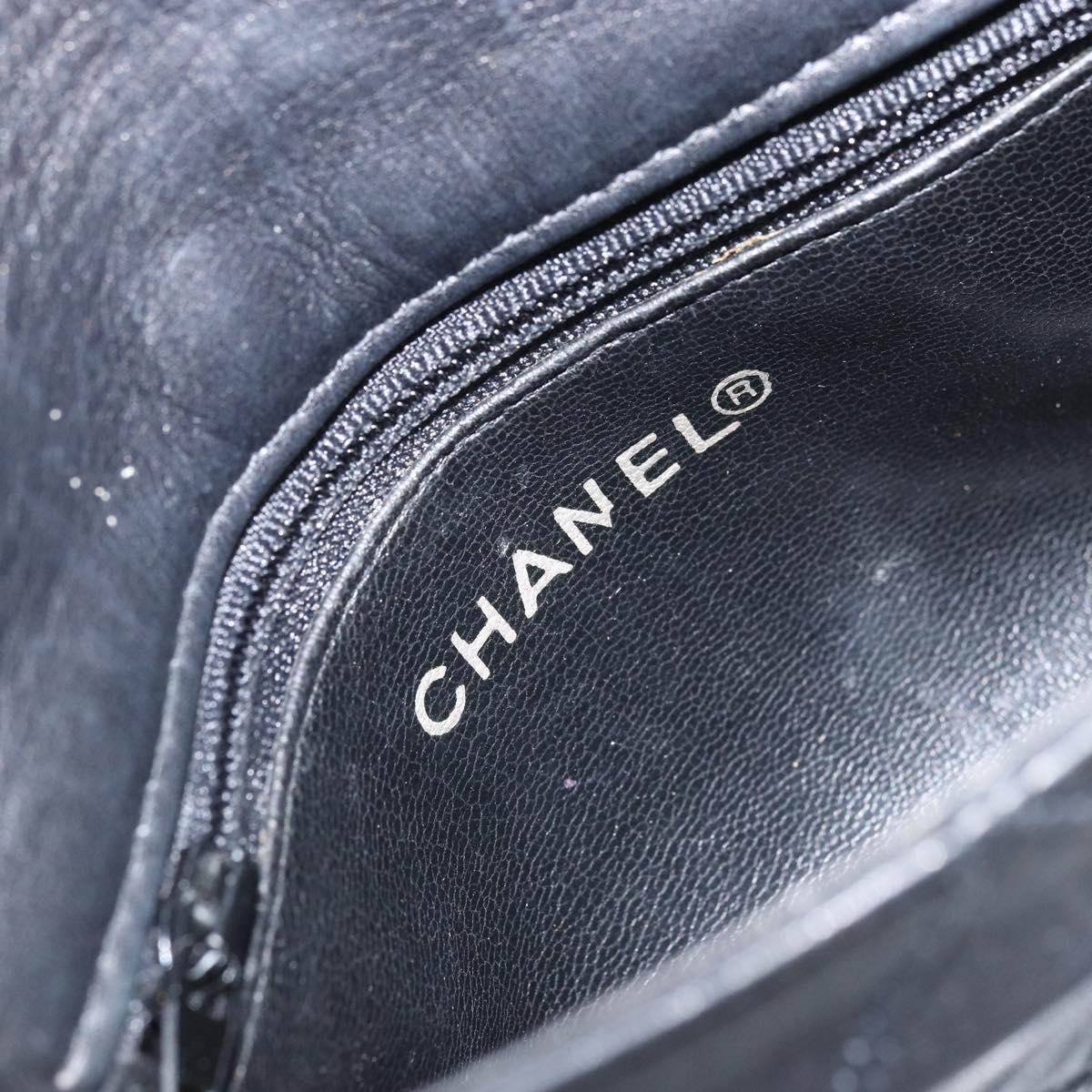 CHANEL Bicolore Belt Bag Lamb Skin Black Gold CC Auth BA11734A