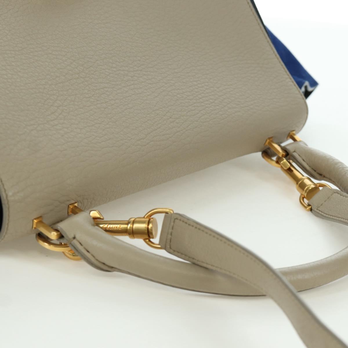 CELINE Trapeze Hand Bag Leather 2way Blue Silver Auth BA11737A