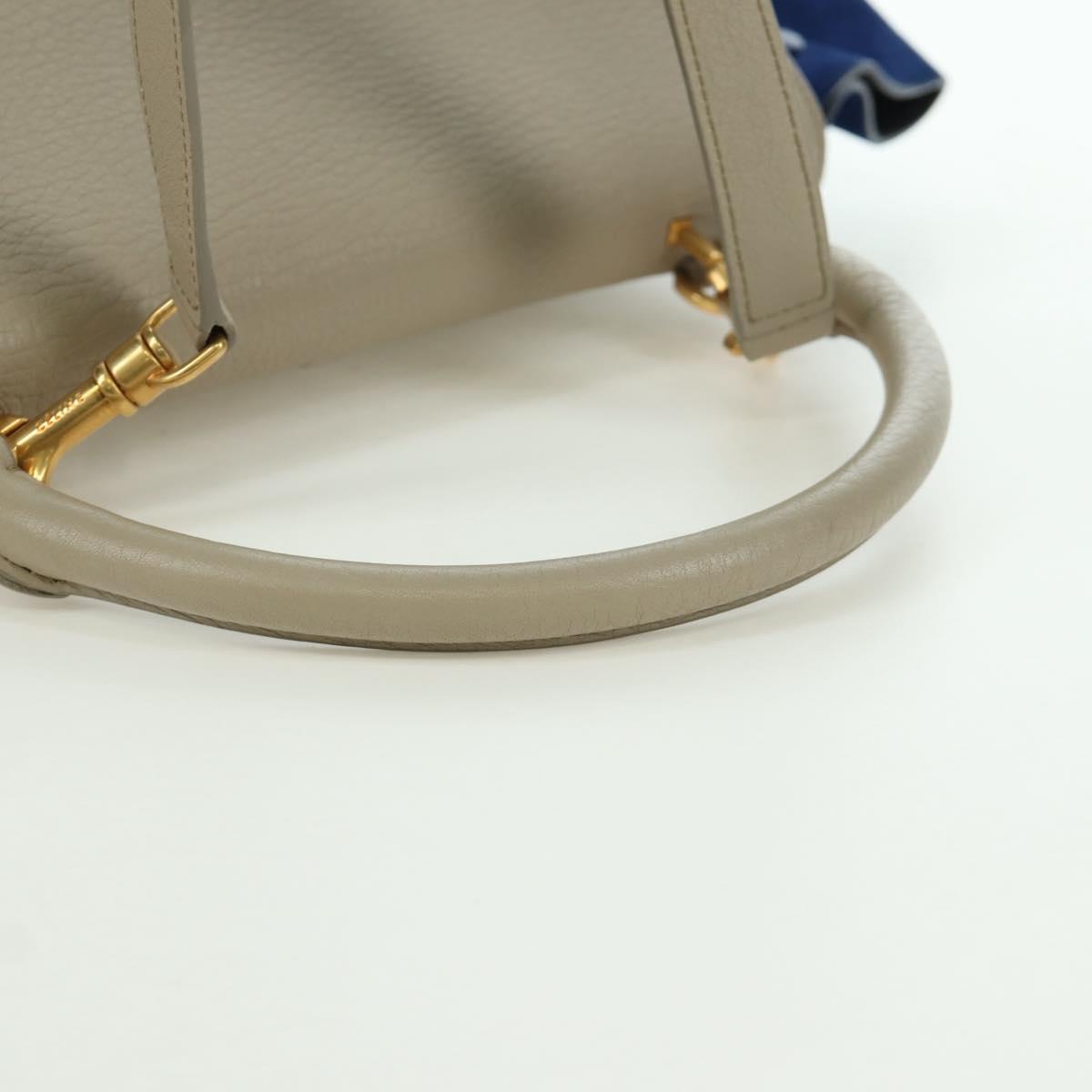 CELINE Trapeze Hand Bag Leather 2way Blue Silver Auth BA11737A