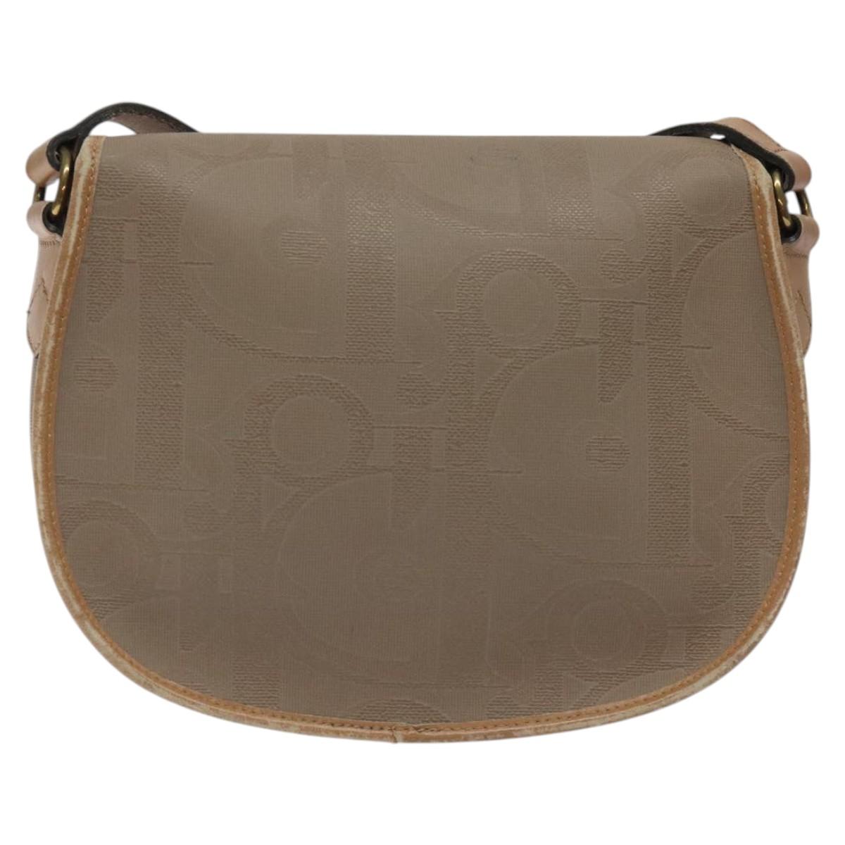 Christian Dior Trotter Canvas Shoulder Bag Beige Auth BA1174