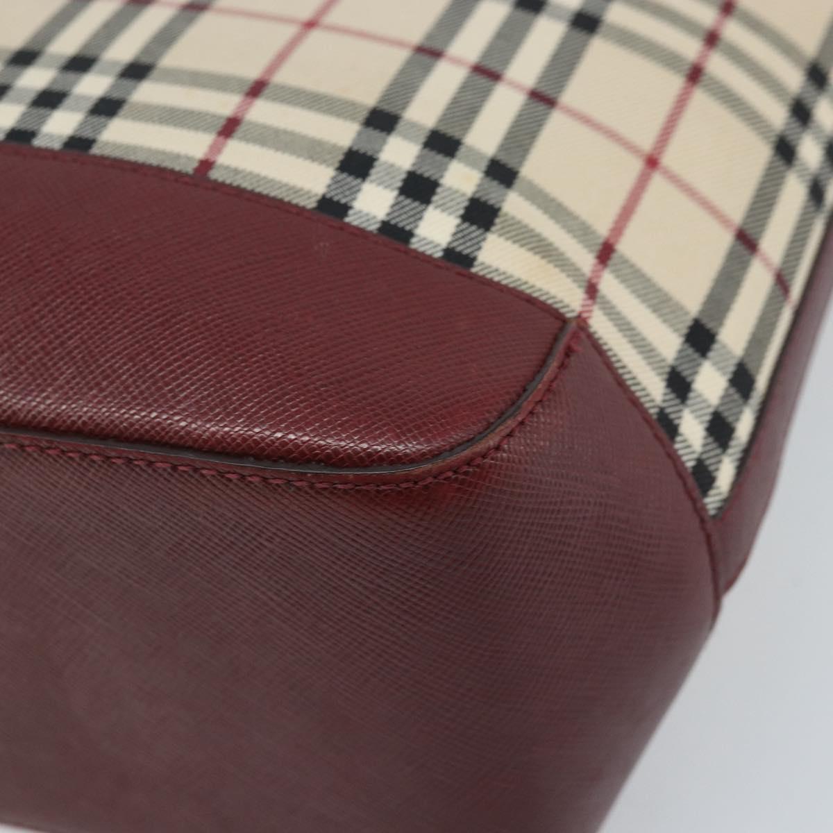 BURBERRY Nova Check Hand Bag Canvas Beige Gold Auth BA11740