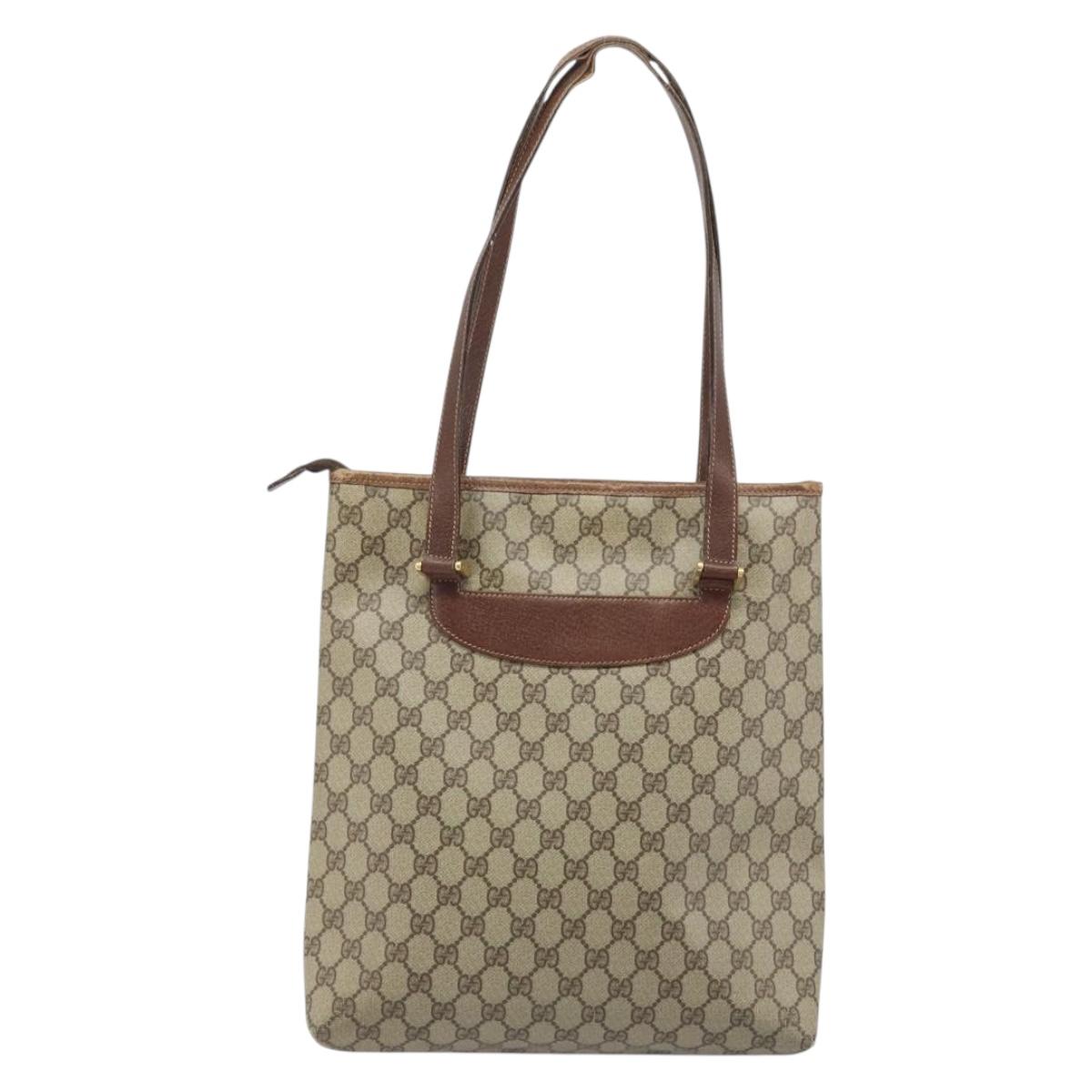 GUCCI GG Supreme Tote Bag PVC Beige Gold 002 39 6130 Auth BA11743