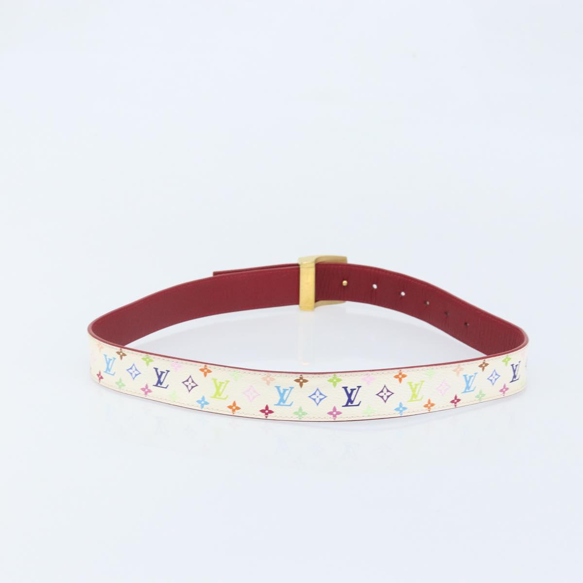 LOUIS VUITTON Multicolor Ceinture LV Cut Belt White M9682W LV Auth BA11744A