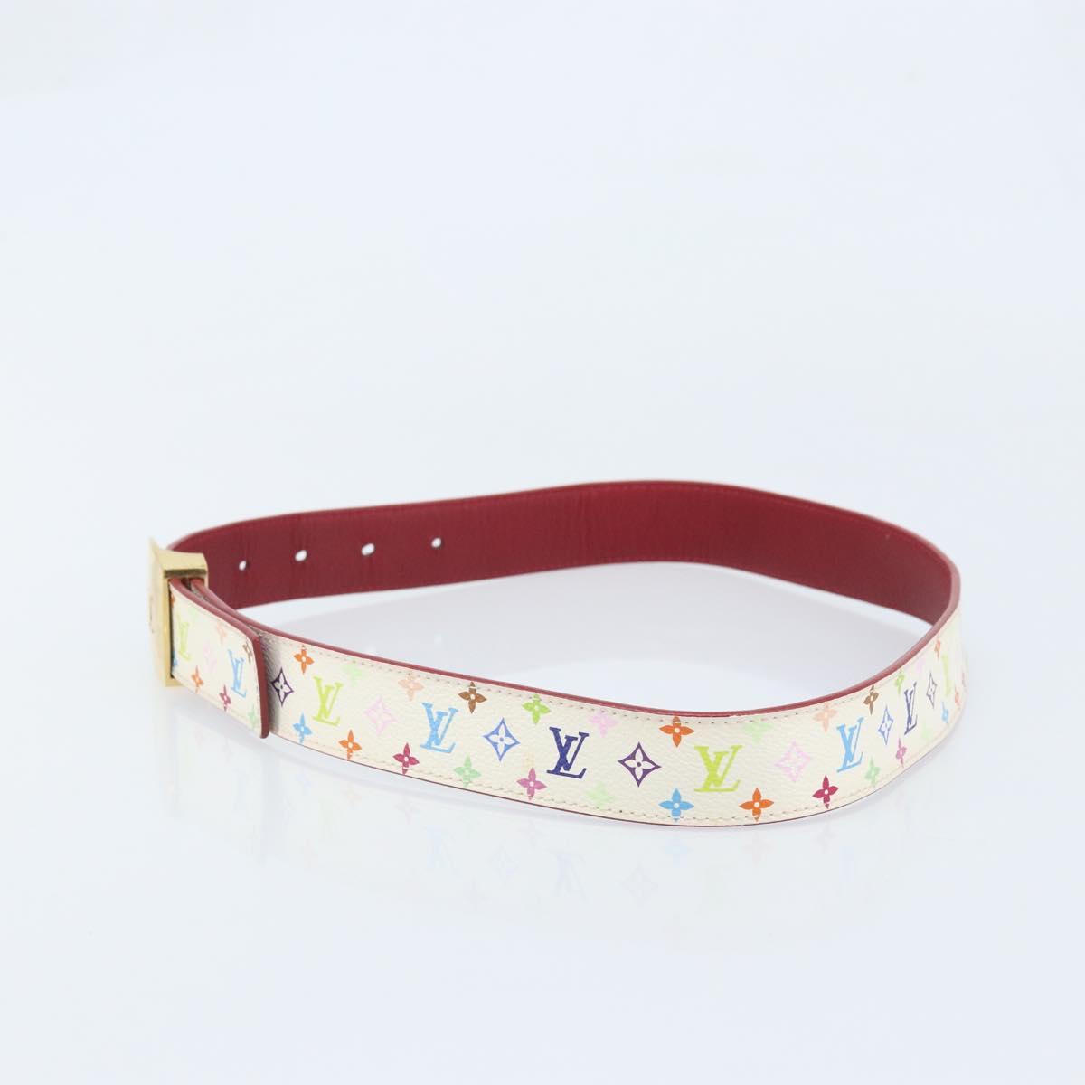 LOUIS VUITTON Multicolor Ceinture LV Cut Belt White M9682W LV Auth BA11744A