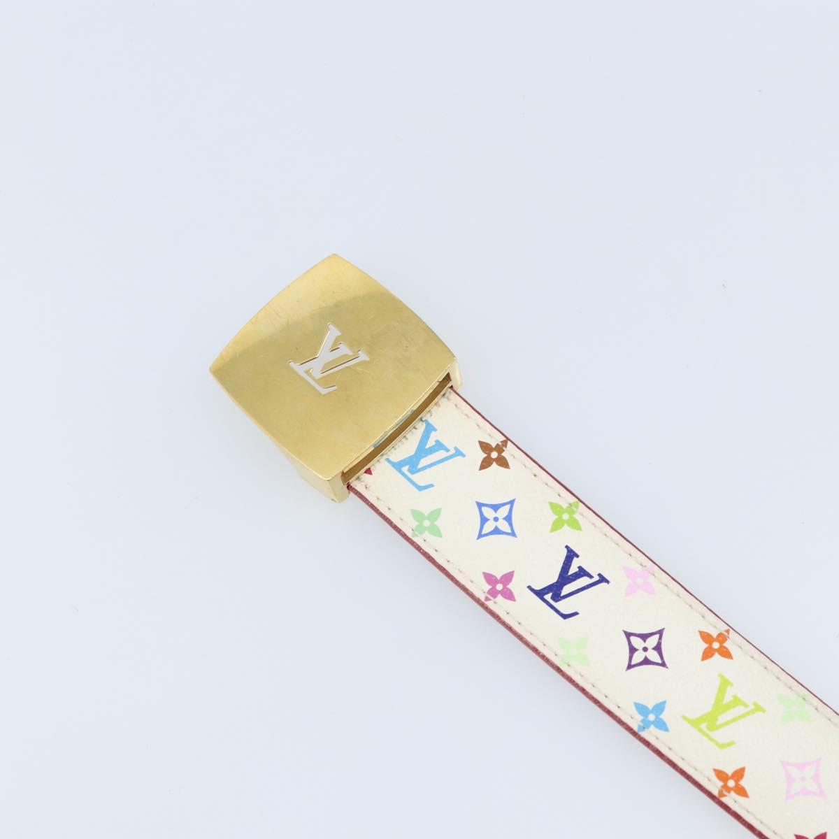 LOUIS VUITTON Multicolor Ceinture LV Cut Belt White M9682W LV Auth BA11744A