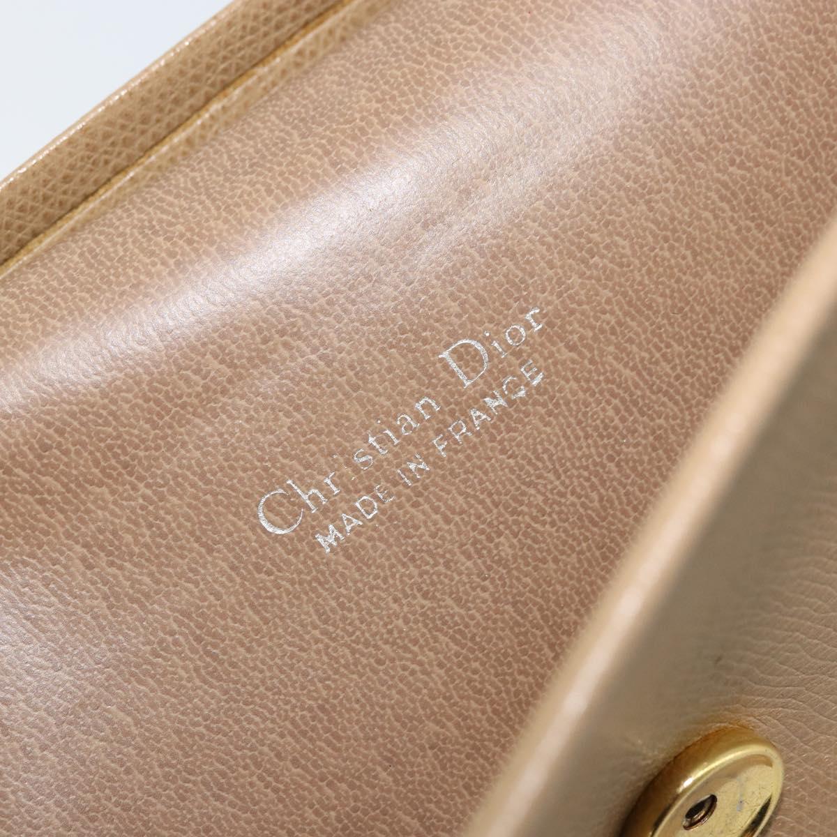Christian Dior Chain Shoulder Bag Leather Beige Gold Auth BA11746A