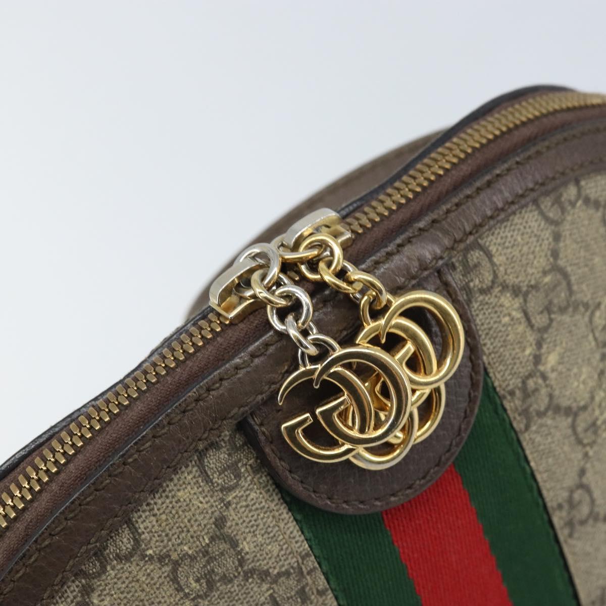 GUCCI GG Supreme Web Sherry Line Shoulder Bag PVC Beige Gold 499621 Auth BA11752