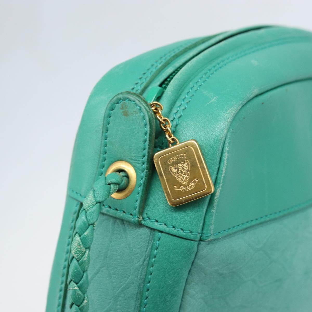 GUCCI Shoulder Bag Suede Green Gold Auth BA11758A