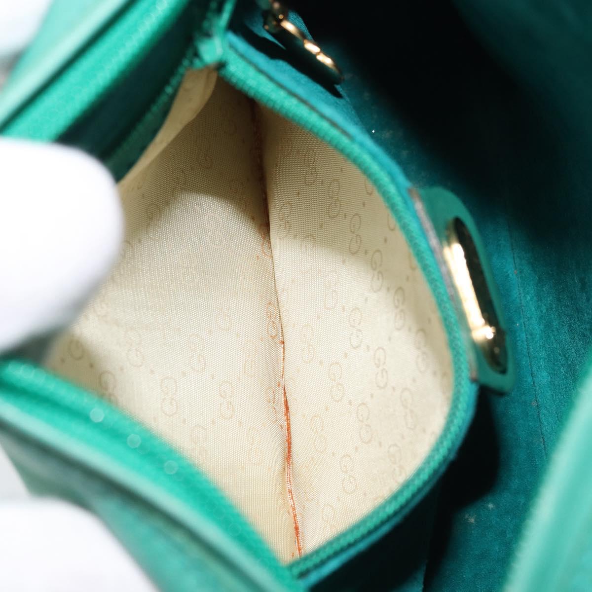 GUCCI Shoulder Bag Suede Green Gold Auth BA11758A