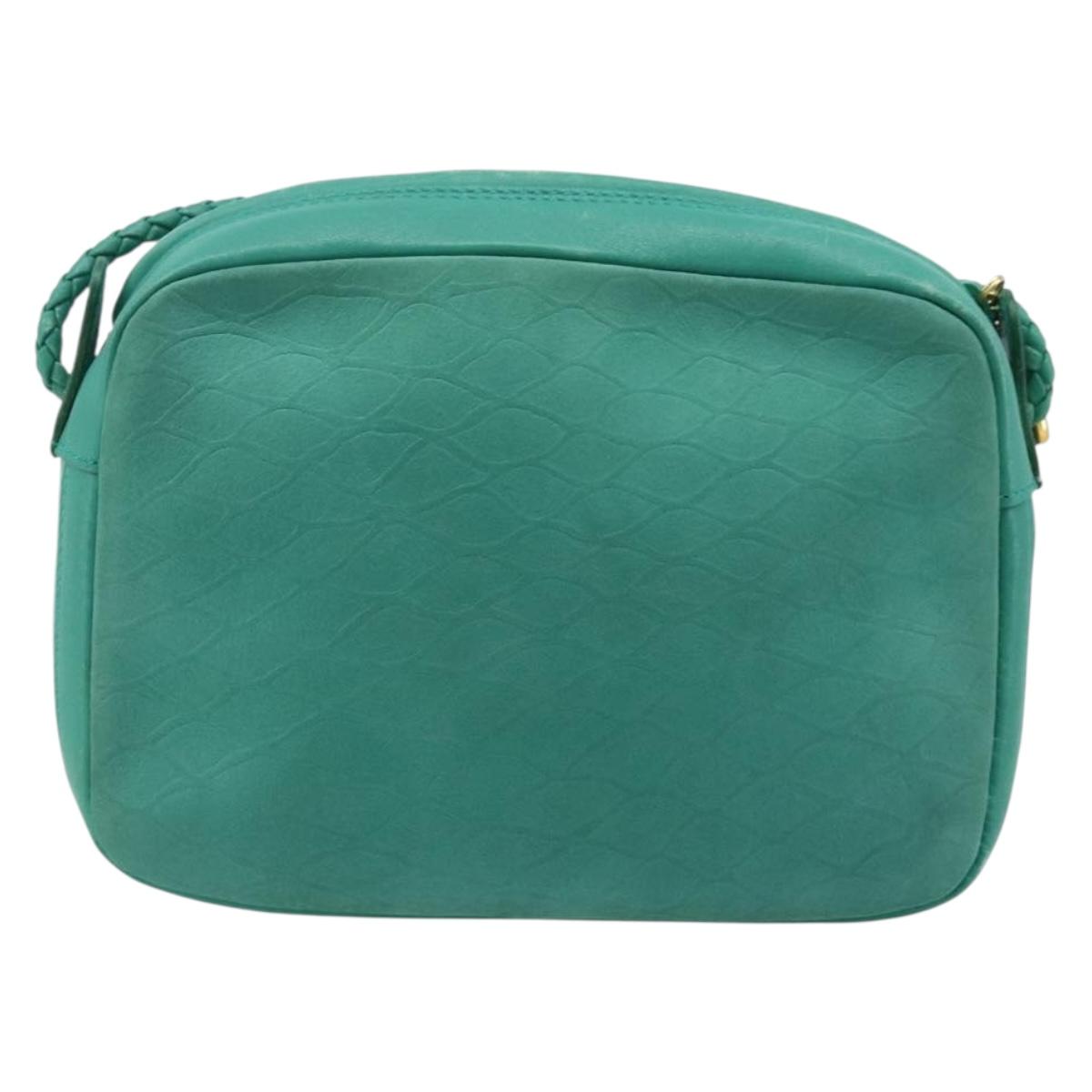 GUCCI Shoulder Bag Suede Green Gold Auth BA11758A