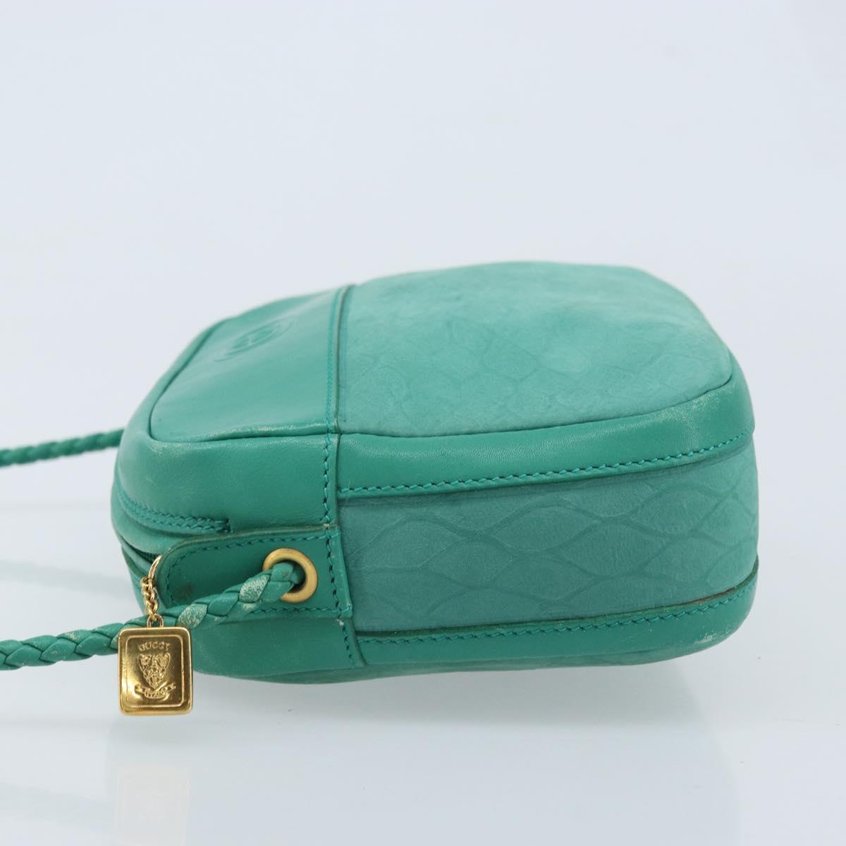 GUCCI Shoulder Bag Suede Green Gold Auth BA11758A