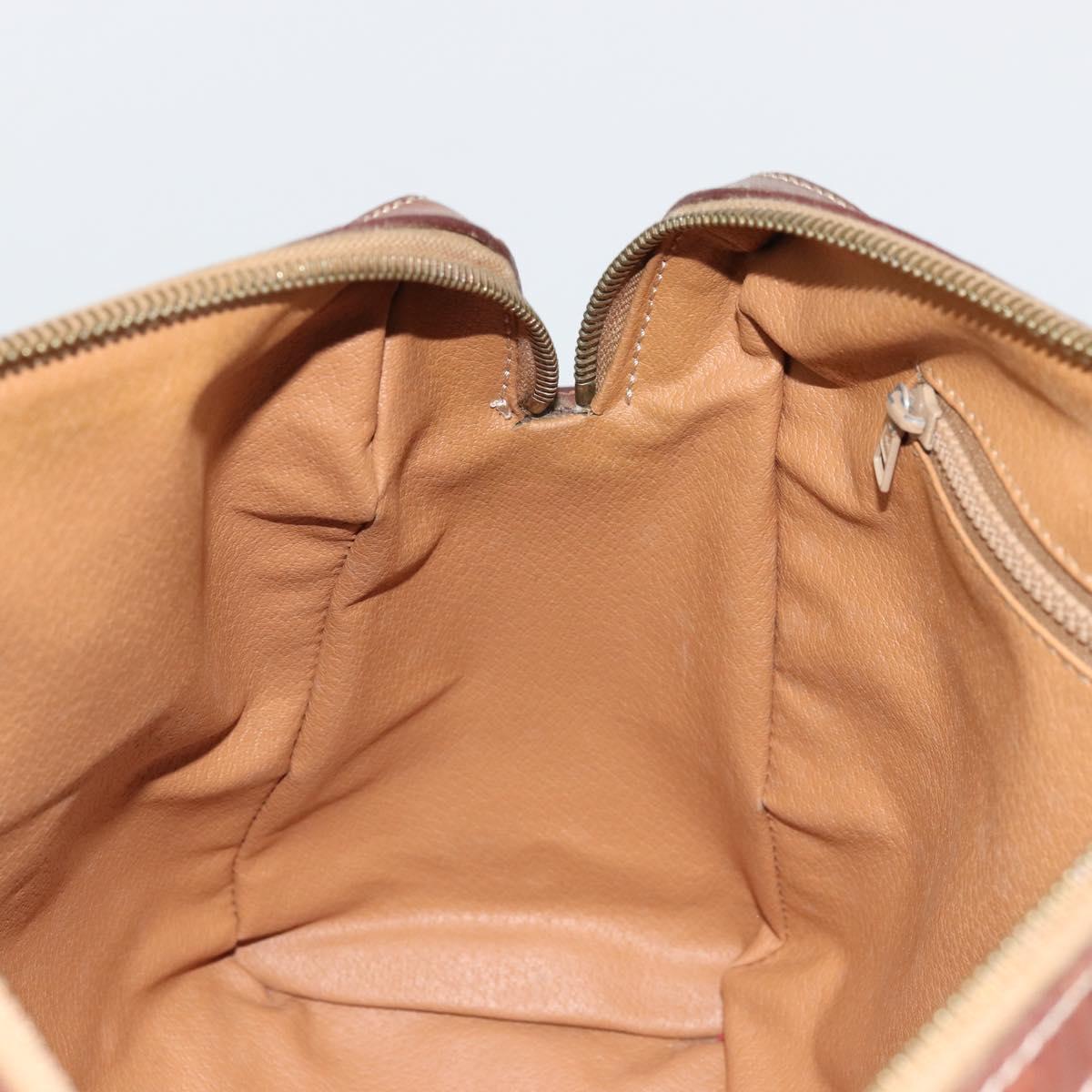 CELINE Macadam Canvas Boston Bag PVC Leather Brown Gold Auth BA11759