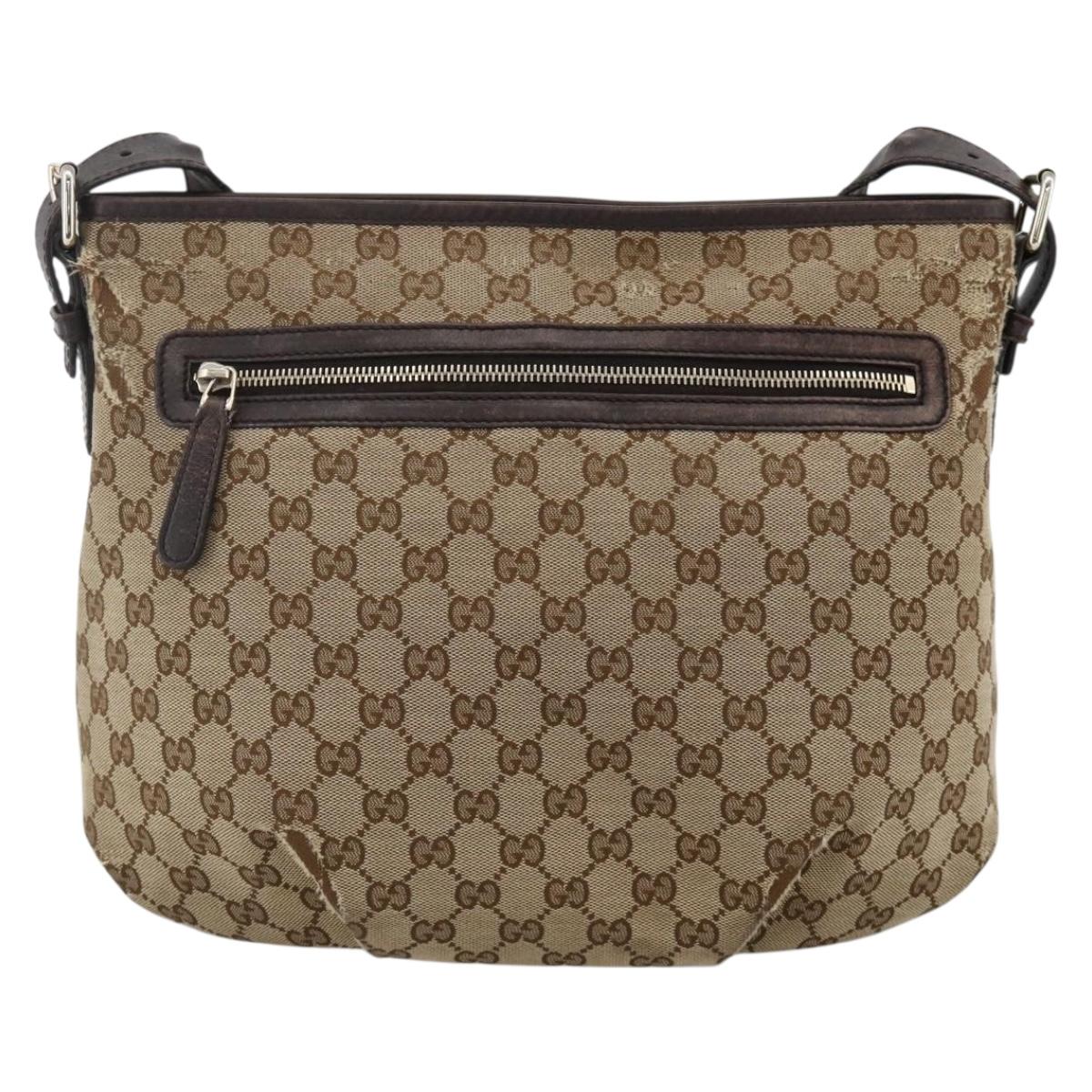 GUCCI GG Canvas Shoulder Bag Outlet Beige Silver 388930 Auth BA11771