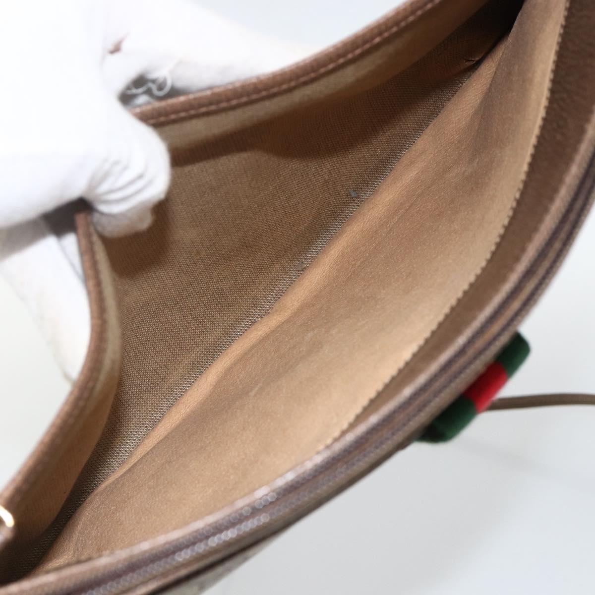 GUCCI GG Supreme Web Sherry Line Bag PVC Beige Gold 904 02 026 Auth BA11774