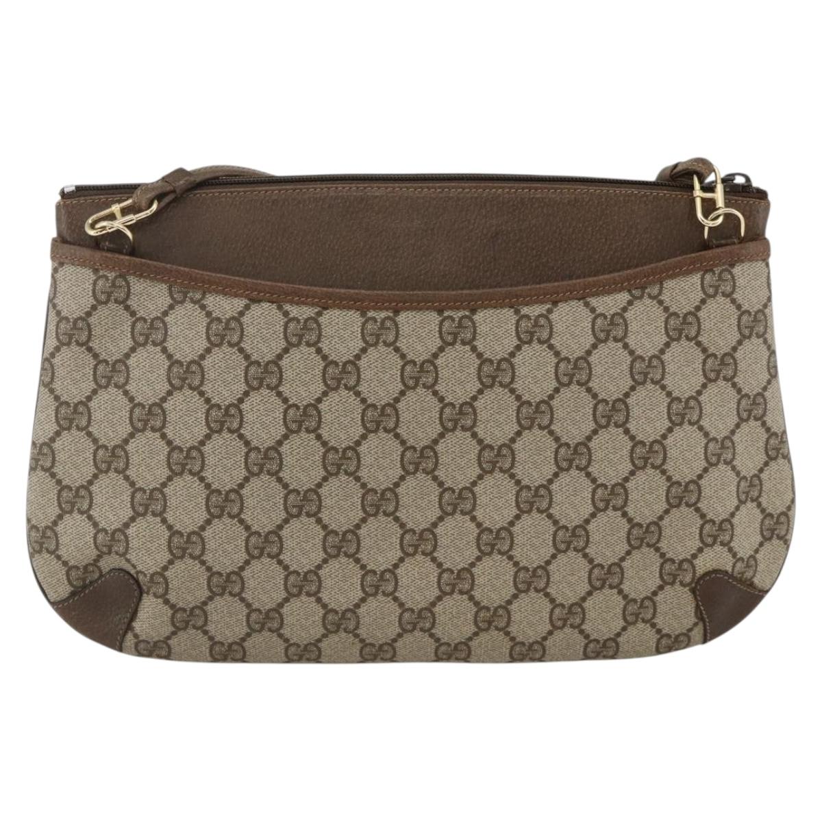 GUCCI GG Supreme Web Sherry Line Bag PVC Beige Gold 904 02 026 Auth BA11774