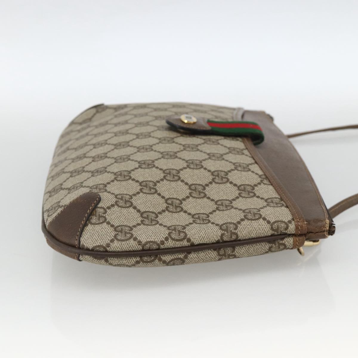 GUCCI GG Supreme Web Sherry Line Bag PVC Beige Gold 904 02 026 Auth BA11774