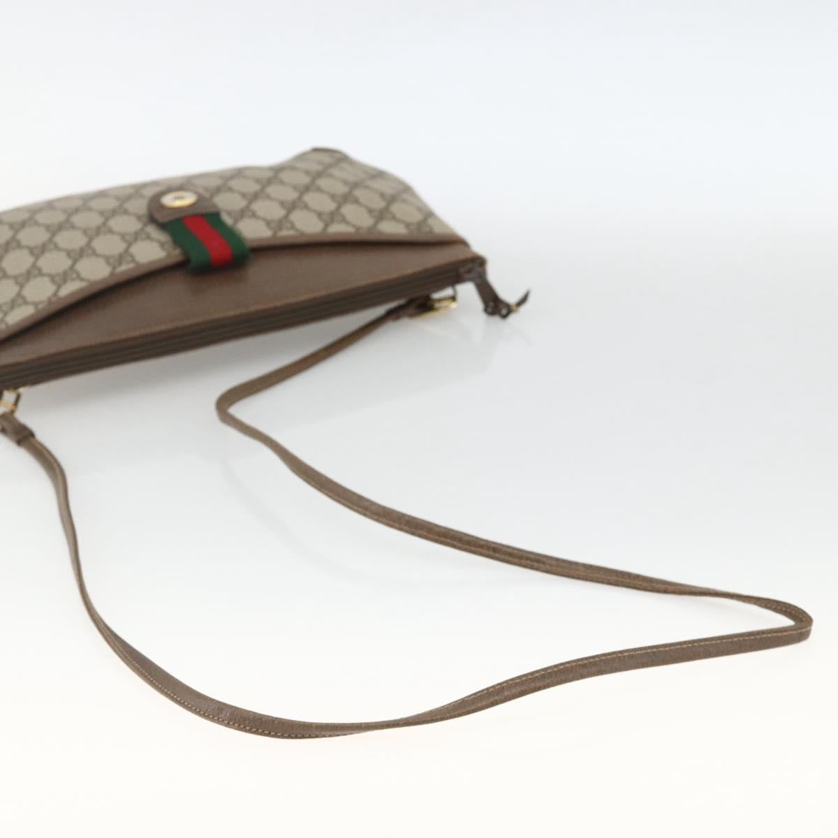 GUCCI GG Supreme Web Sherry Line Bag PVC Beige Gold 904 02 026 Auth BA11774