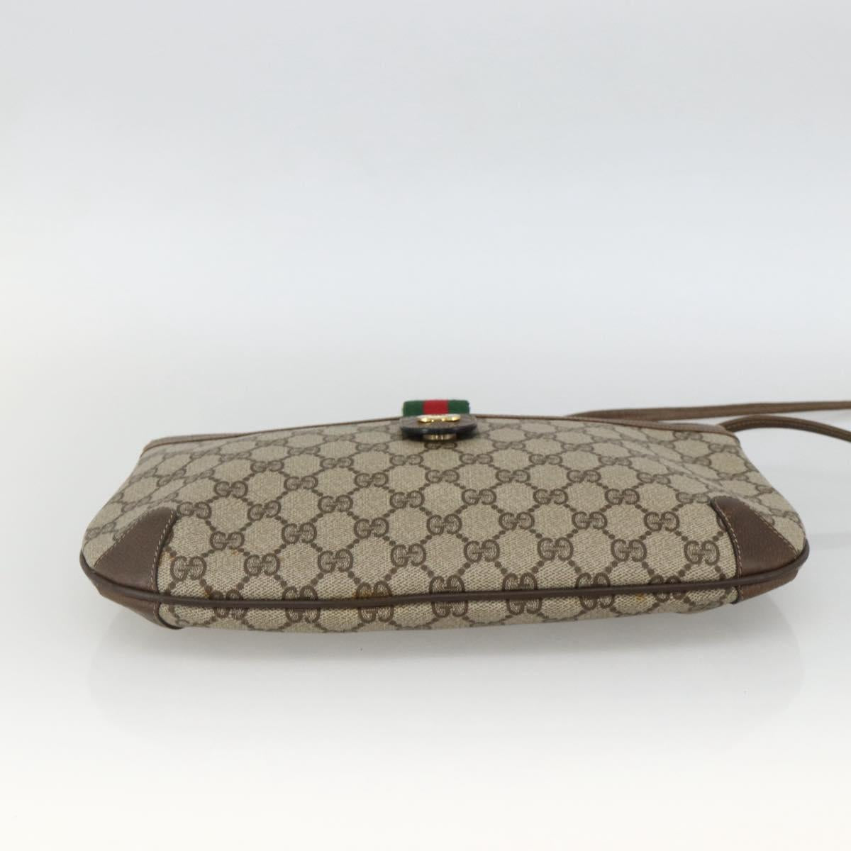 GUCCI GG Supreme Web Sherry Line Bag PVC Beige Gold 904 02 026 Auth BA11774
