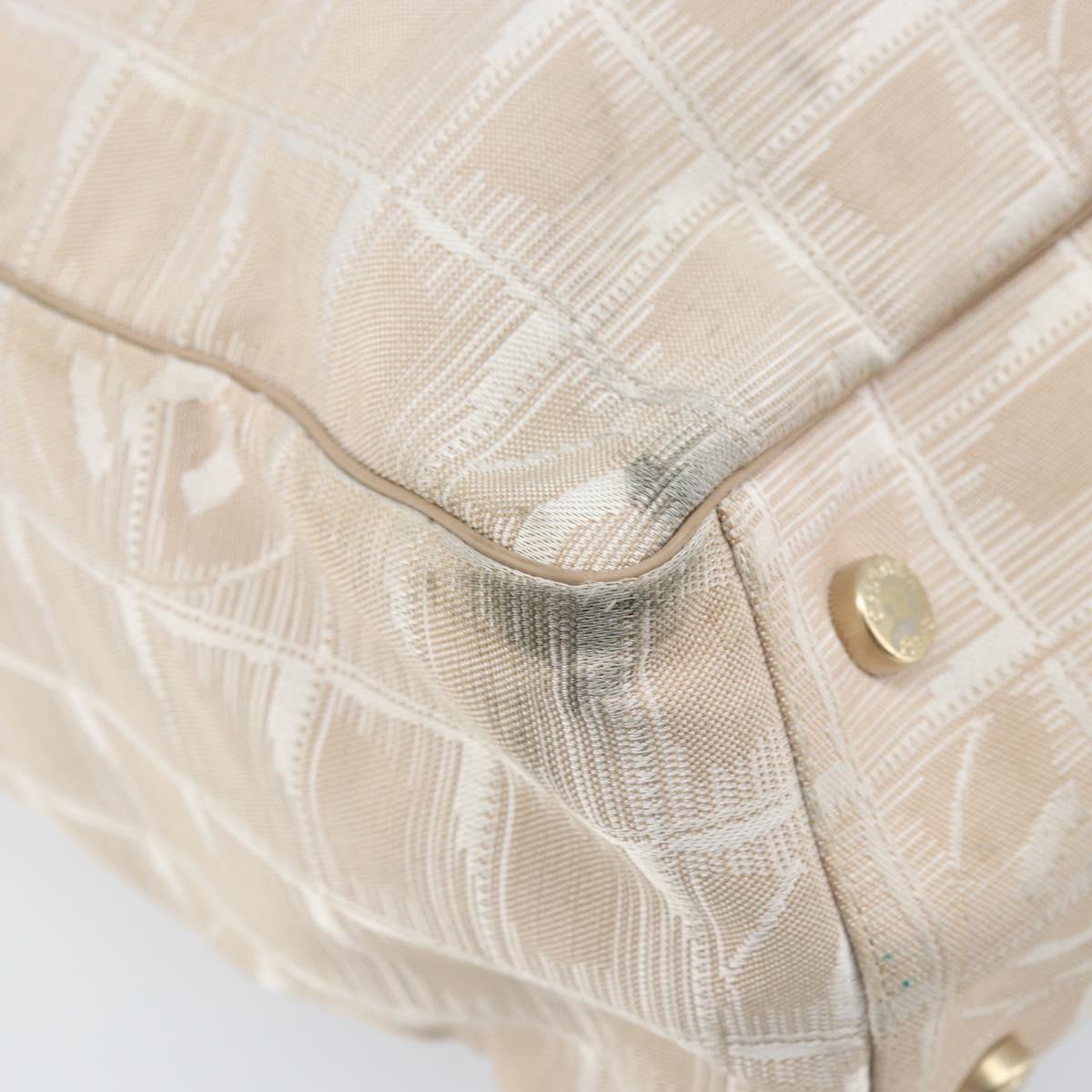 CHANEL New Travel Line Tote Bag Nylon Beige Gold CC Auth BA11779