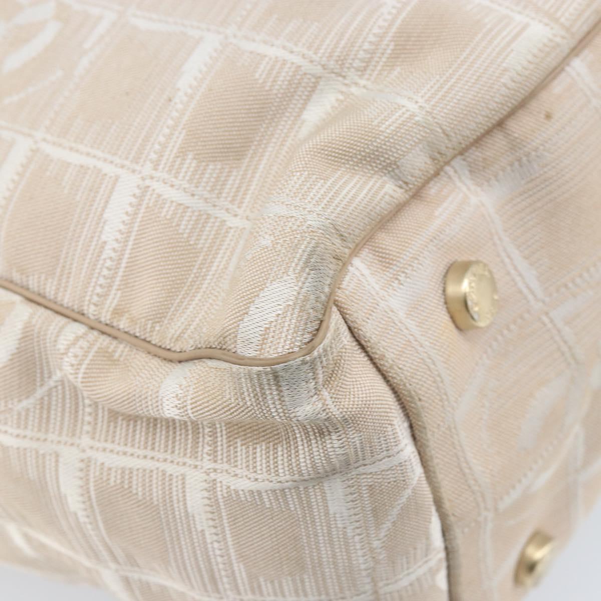 CHANEL New Travel Line Tote Bag Nylon Beige Gold CC Auth BA11779