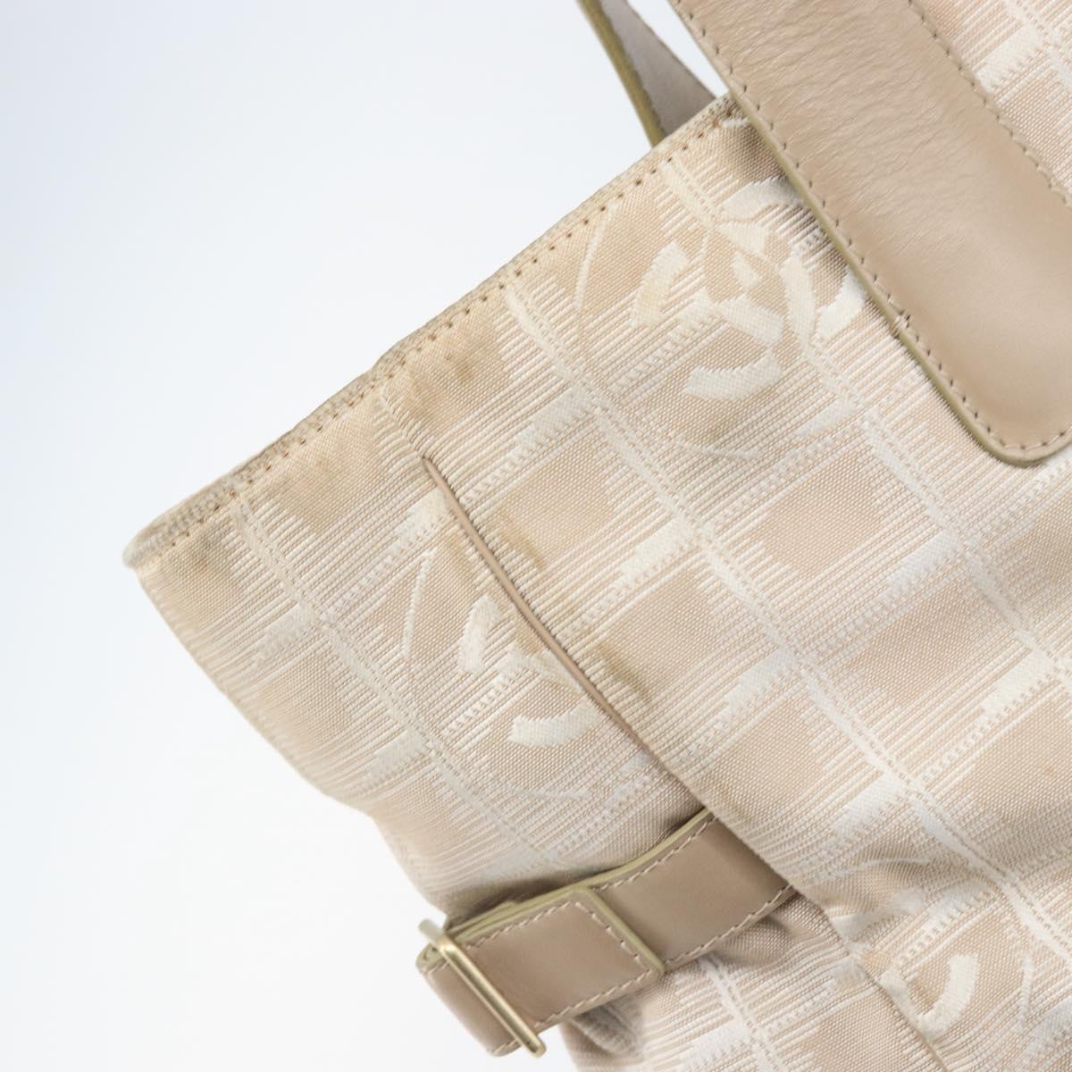CHANEL New Travel Line Tote Bag Nylon Beige Gold CC Auth BA11779