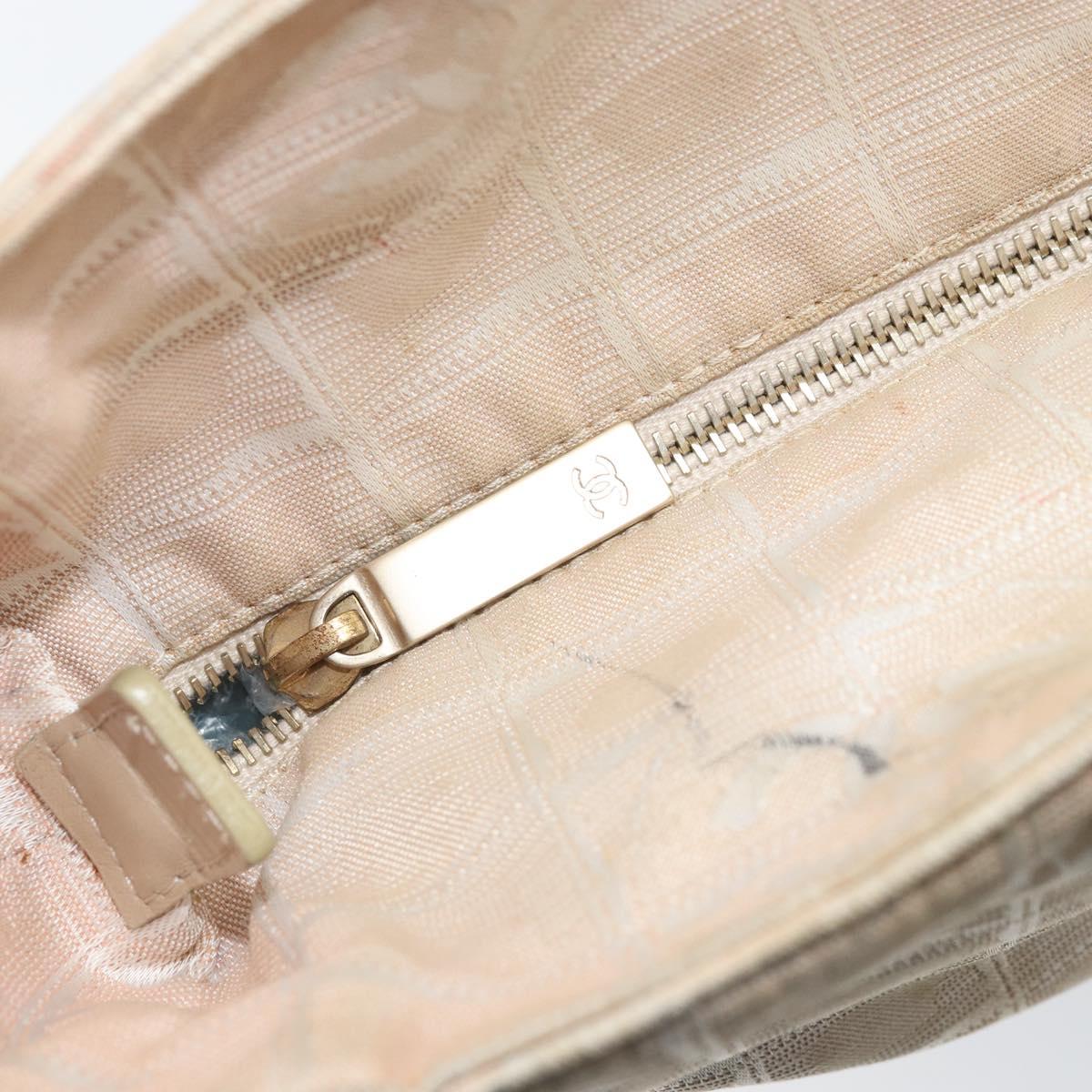 CHANEL New Travel Line Tote Bag Nylon Beige Gold CC Auth BA11779