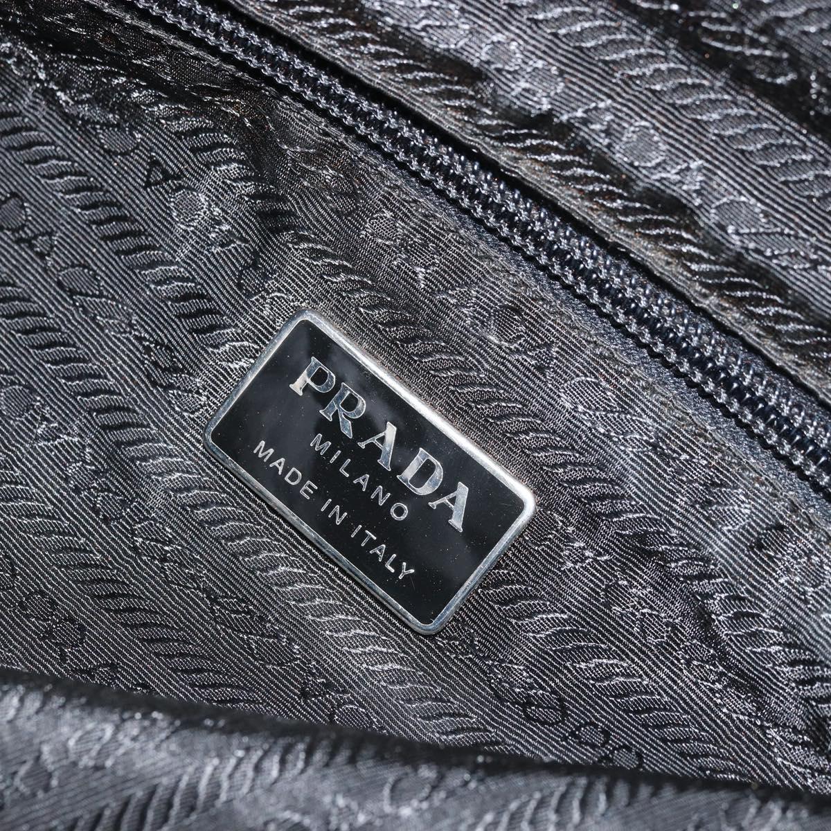 PRADA Hand Bag Nylon Khaki Silver Auth BA11783