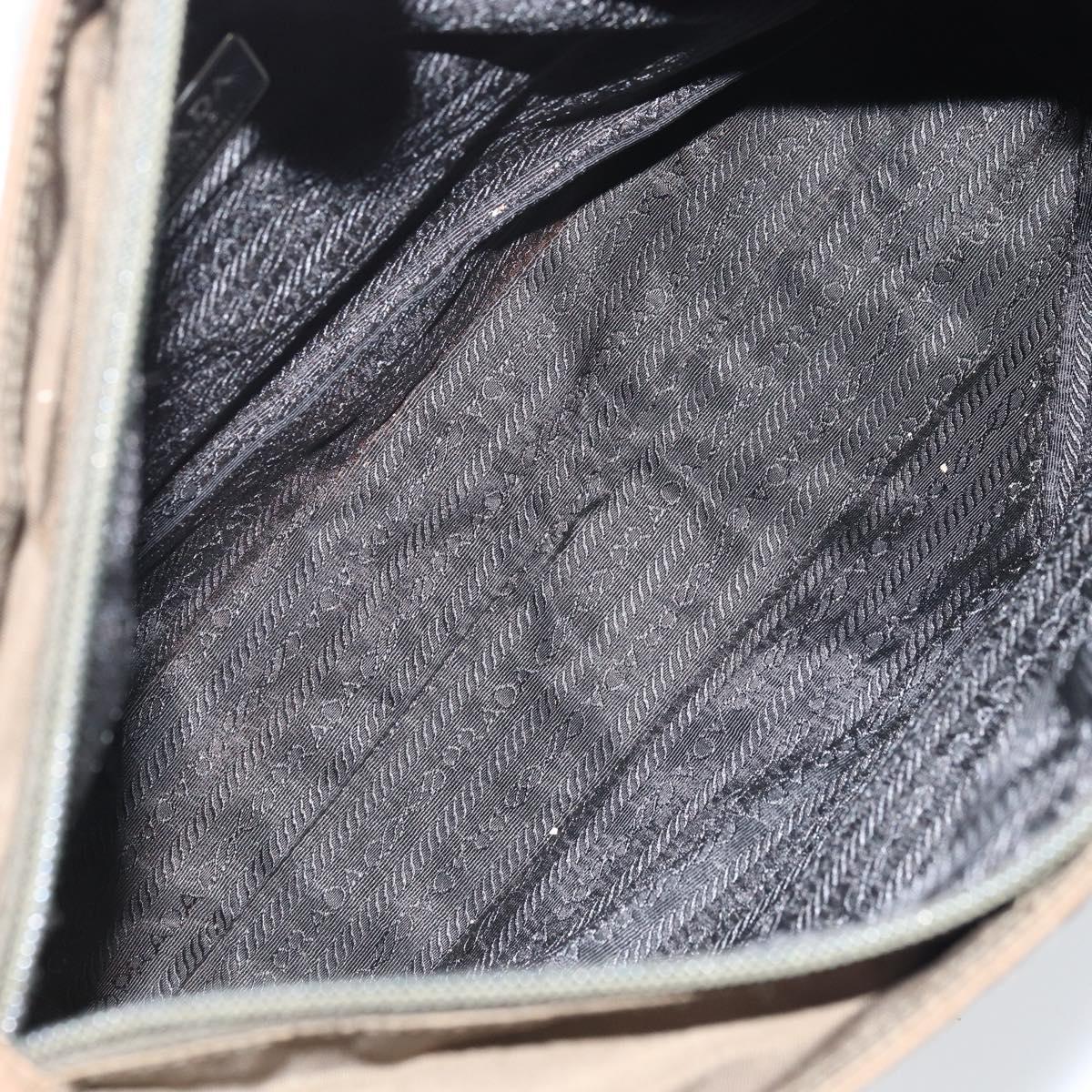 PRADA Hand Bag Nylon Khaki Silver Auth BA11783