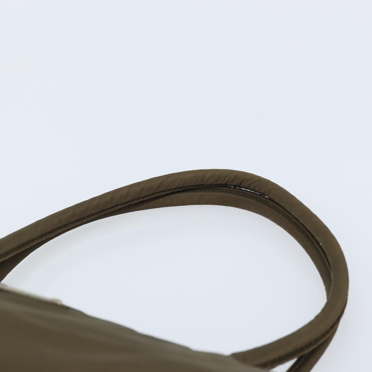 PRADA Hand Bag Nylon Khaki Silver Auth BA11783