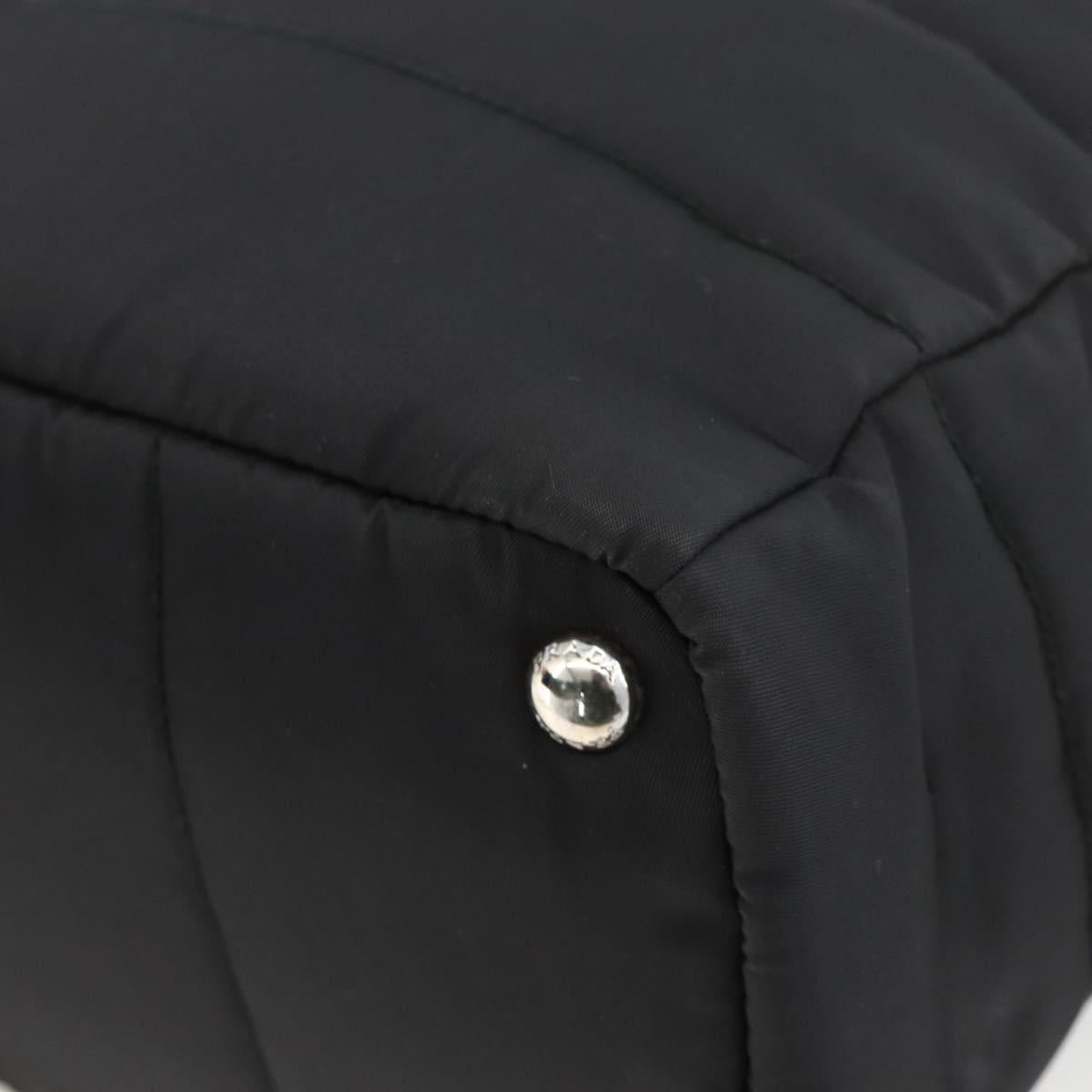 PRADA Tote Bag Nylon Black Silver Auth BA11792A